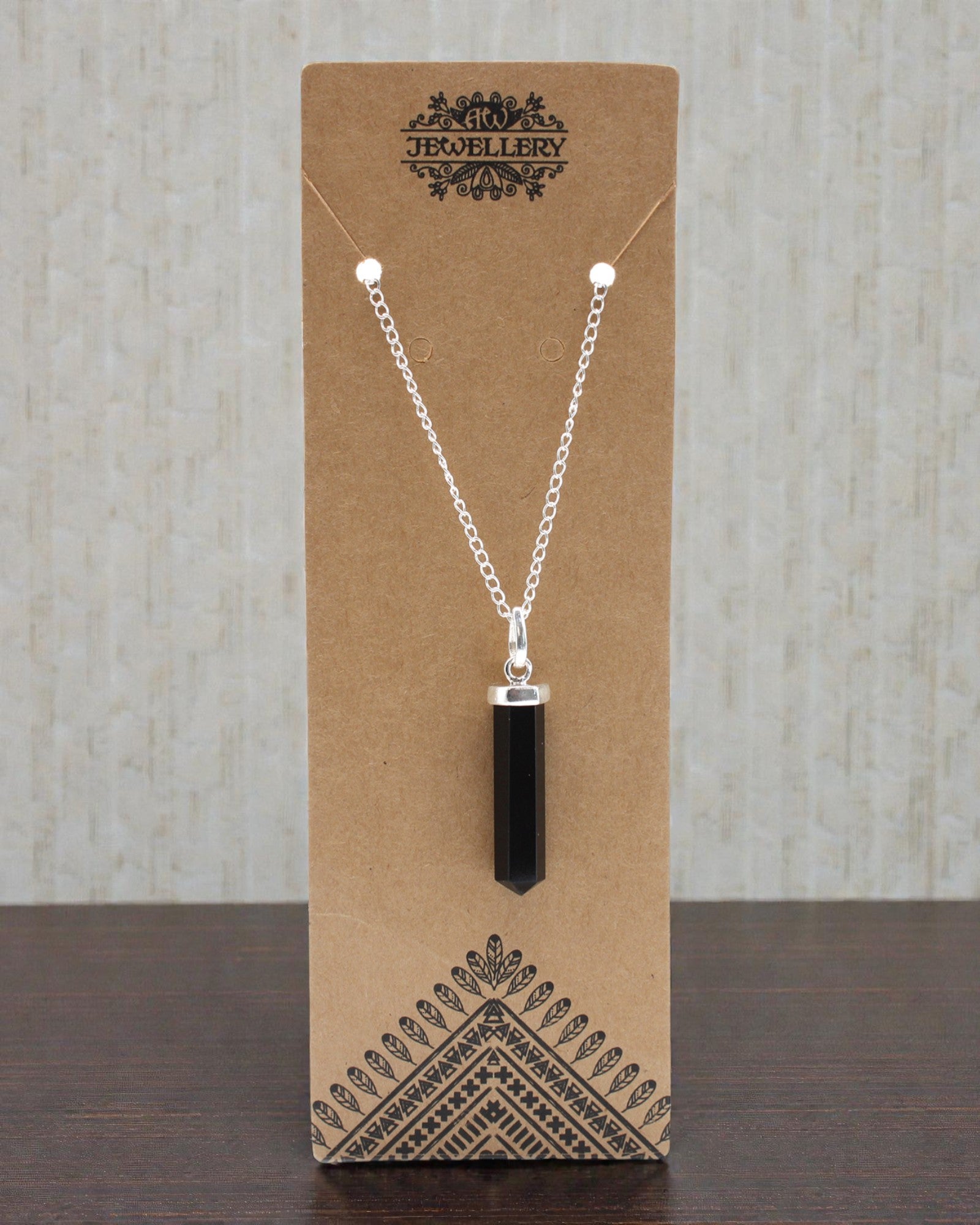 Obsidiaanpunt – Klassieke puntvormige hanger van zwarte agaat