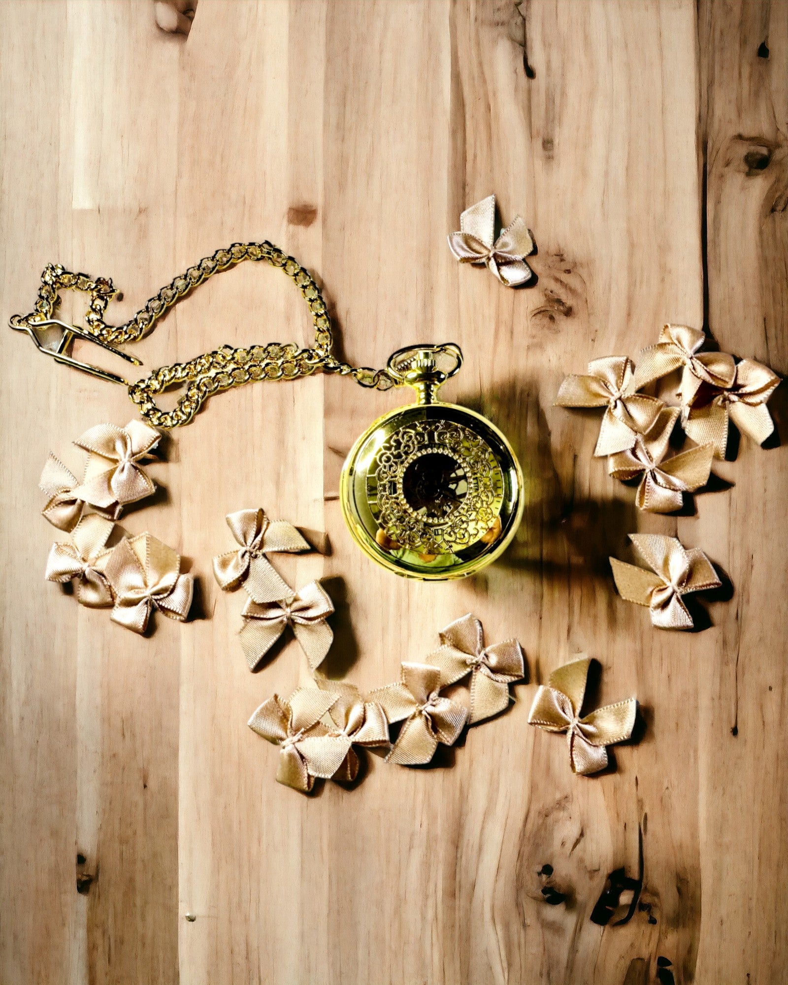 Retro Gesneden Zakhorloge met Handopwindbaar Mechanisme, Gouden kleur met Romeinse Schaal en Lichtgevende Wijzerplaat, Vintage Stijl