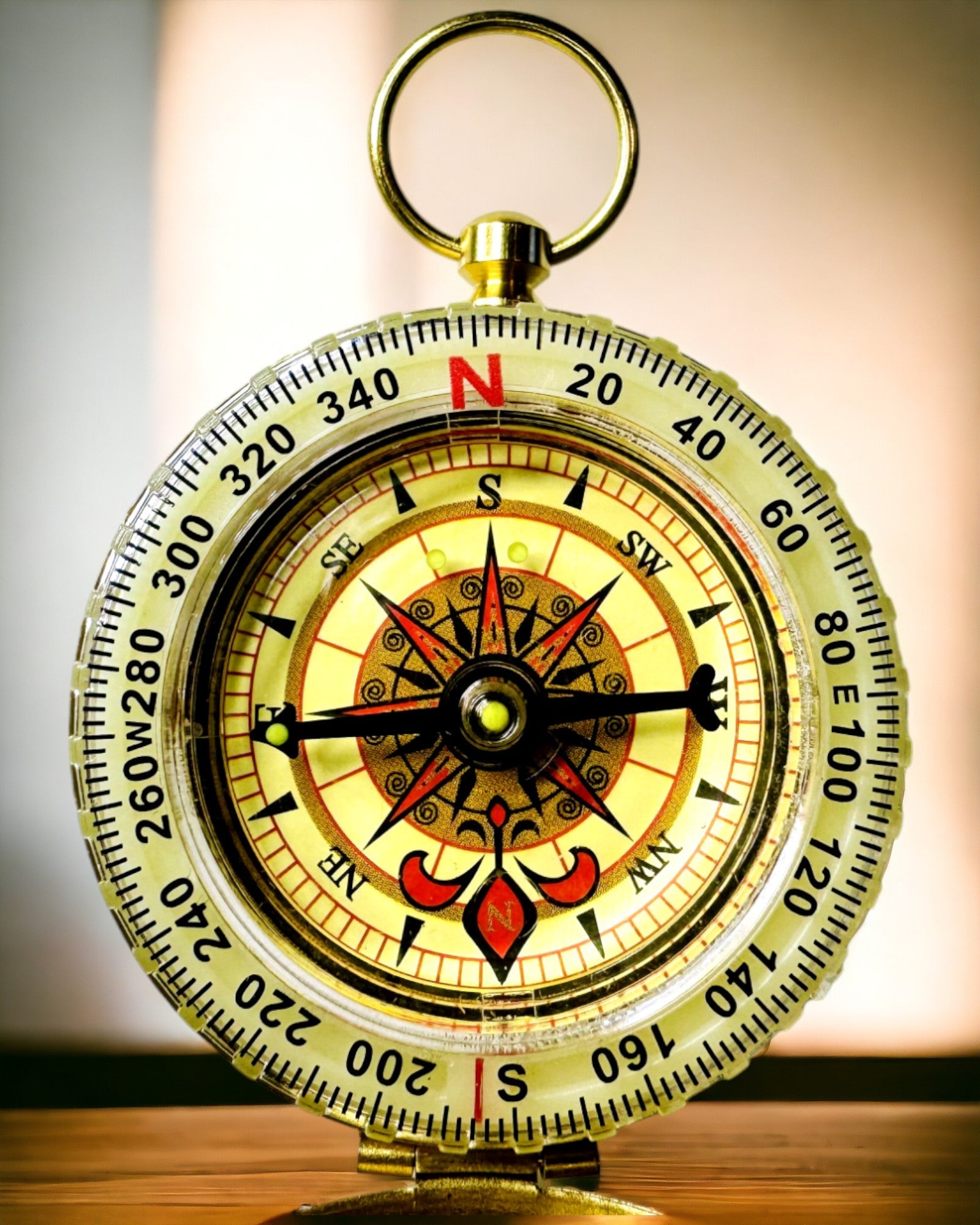 Waterdichte Messing Kompas met Gloei-effect - Onmisbaar voor Wandelen en Kamperen, personalisatie met gravure