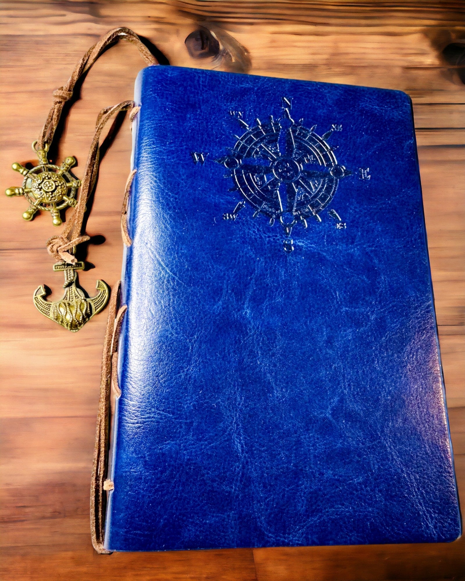 Vintage Zeilnotitieboek A6 of A7 formaat - met Kompasmotief en Gelagerde Bladen - Verkrijgbaar in verschillende Kleuropties, mogelijkheid tot graveren