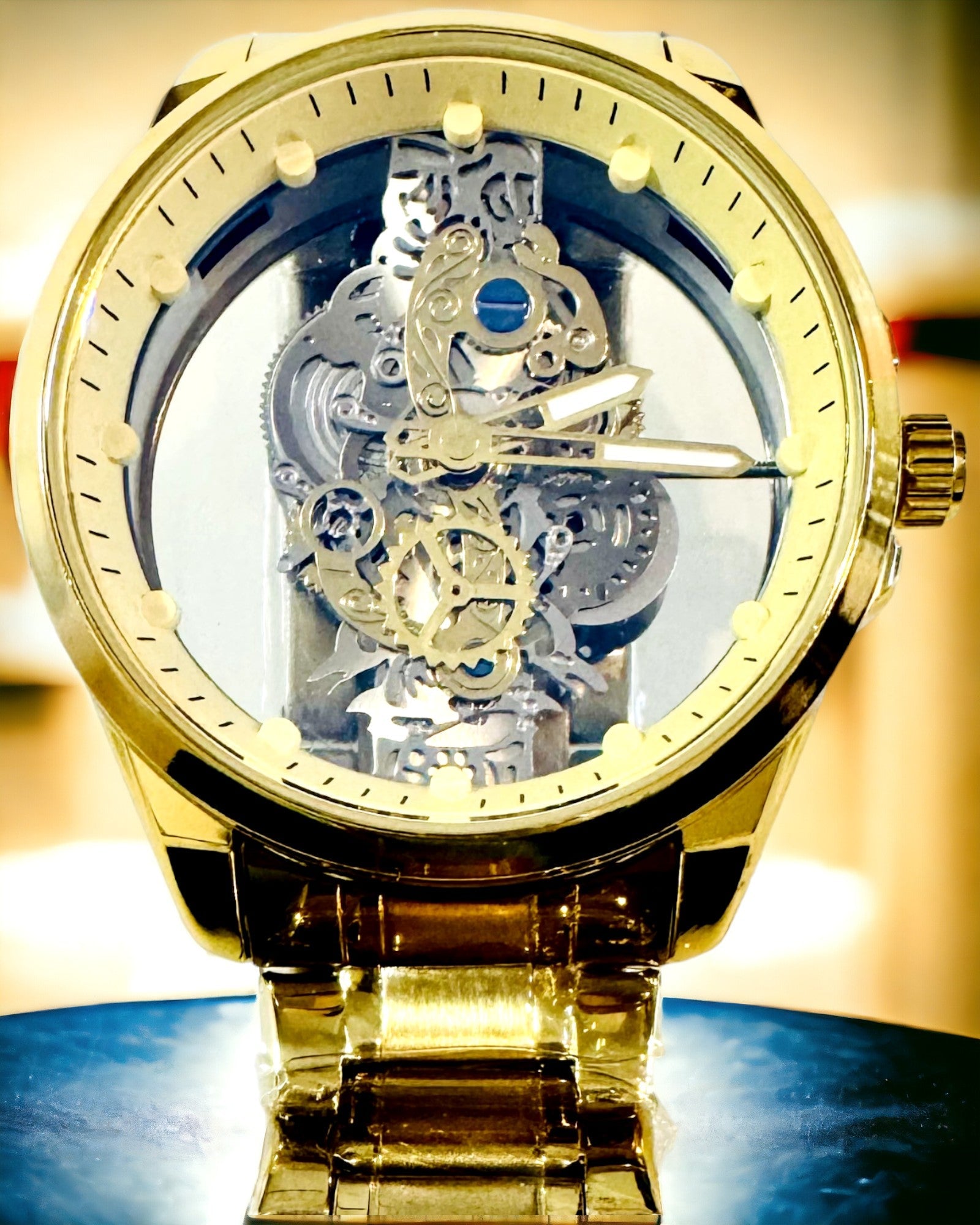 Heren Sporthorloge met Dubbelzijdig, Transparant Kwartsmechanisme en Aluminium Armband – Ideaal als Cadeau. Personalisatie met Gravure