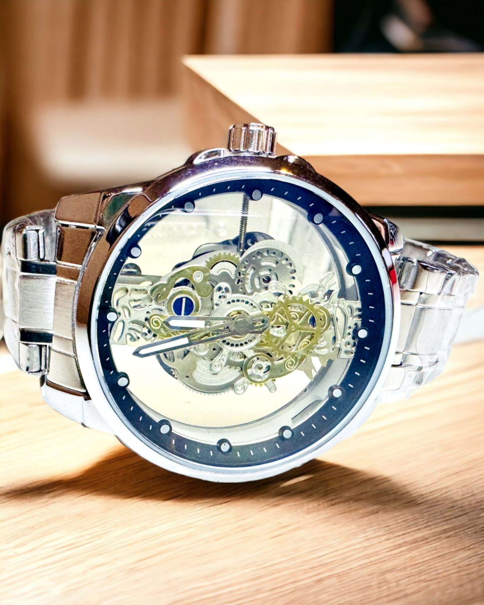 Elegante Heren Quartz Horloge - Transparant Mechanisme en Sportieve Elegant