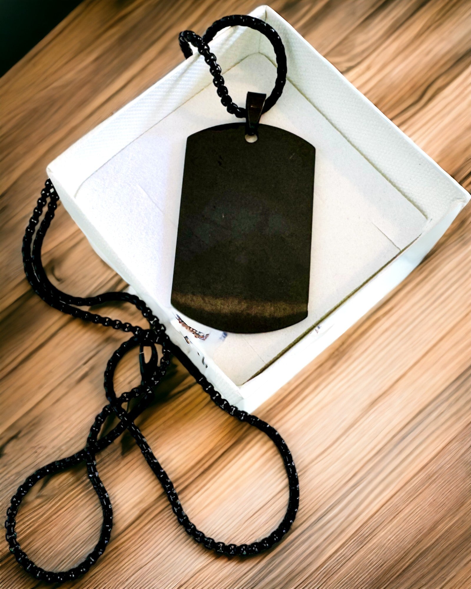 Ketting met Dog Tag "Drie Tintjes Stijl" - Identiteitsplaatje - Elegante Hanger van Roestvrij Staal met Gravure Optie