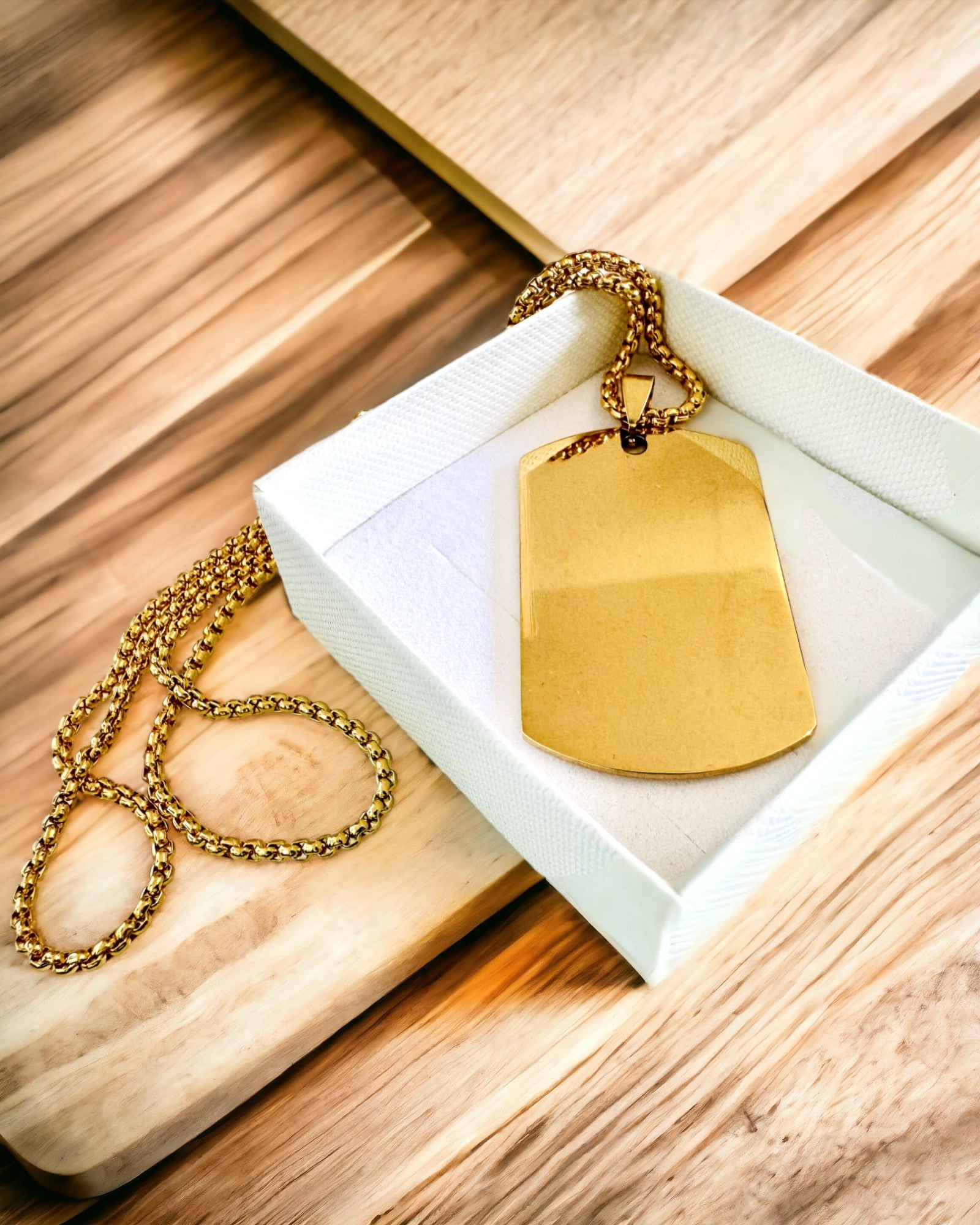 Ketting met Dog Tag "Drie Tintjes Stijl" - Identiteitsplaatje - Elegante Hanger van Roestvrij Staal met Gravure Optie