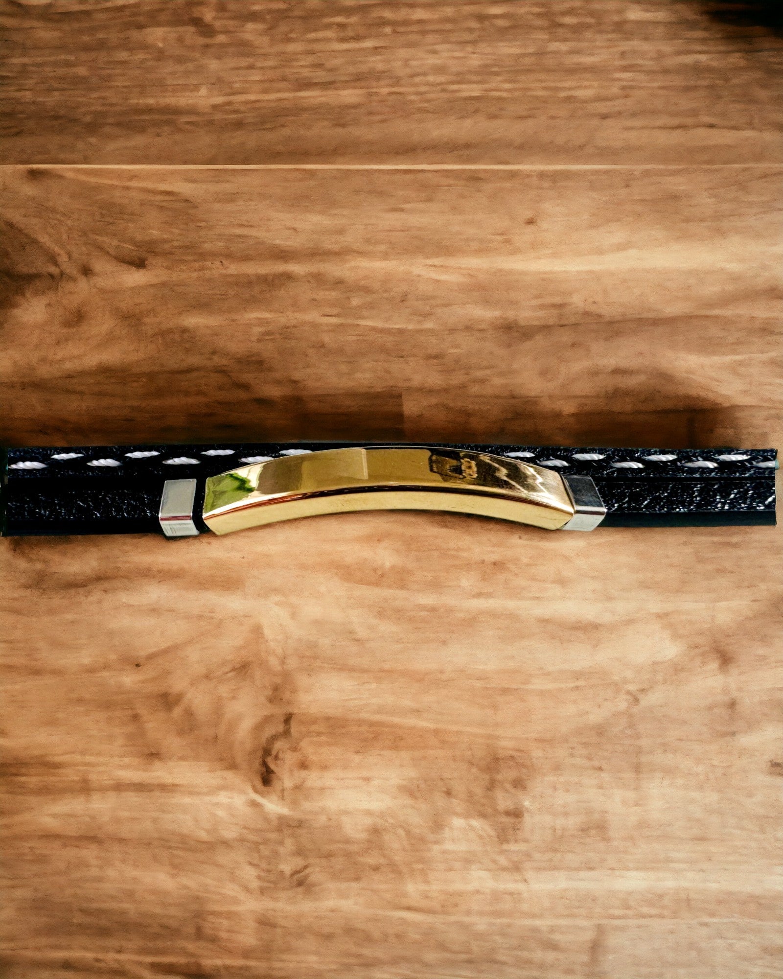 Sportarmband van PU-leer en roestvrij staal met graveermogelijkheid – 3 kleuren