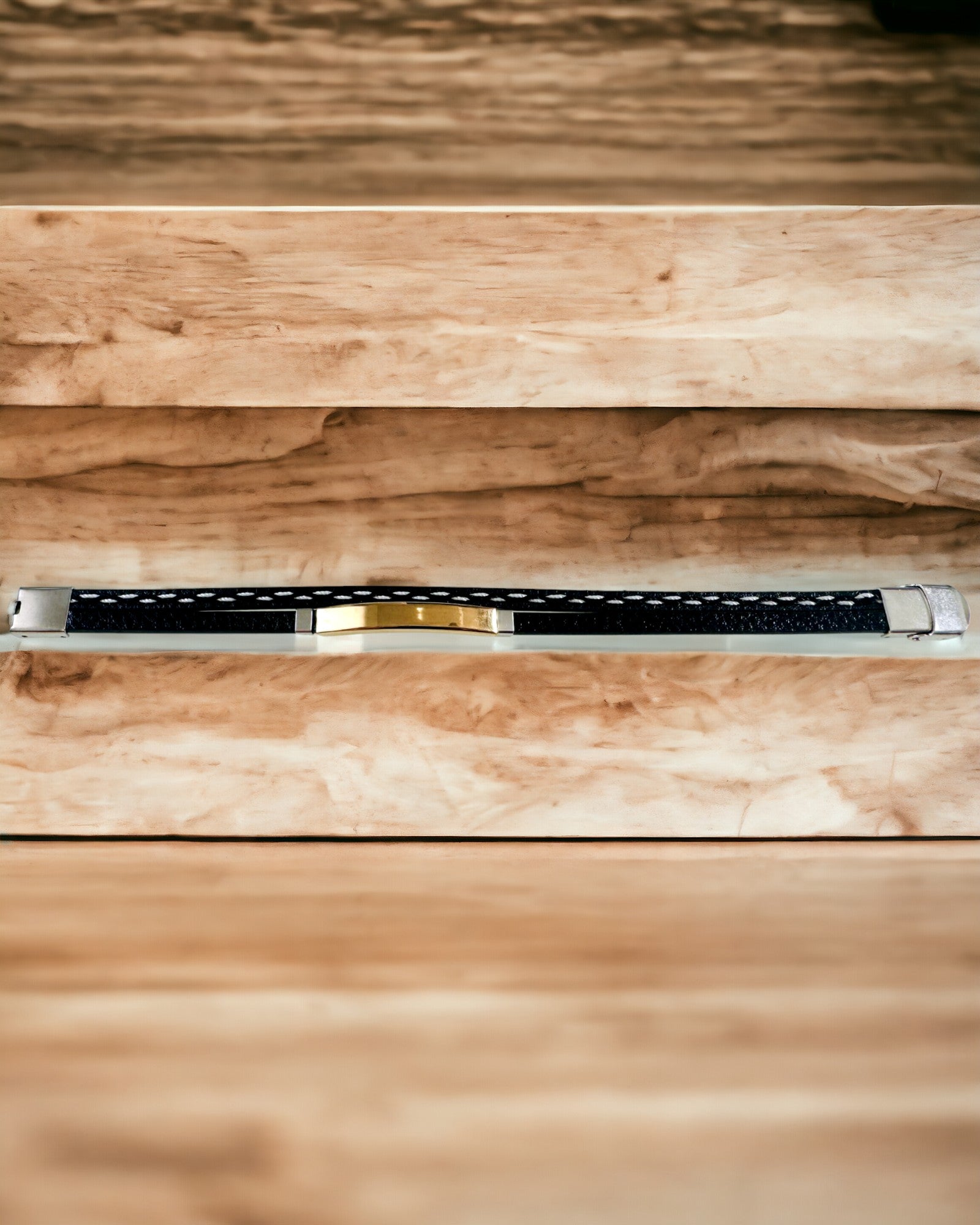 Sportarmband van PU-leer en roestvrij staal met graveermogelijkheid – 3 kleuren