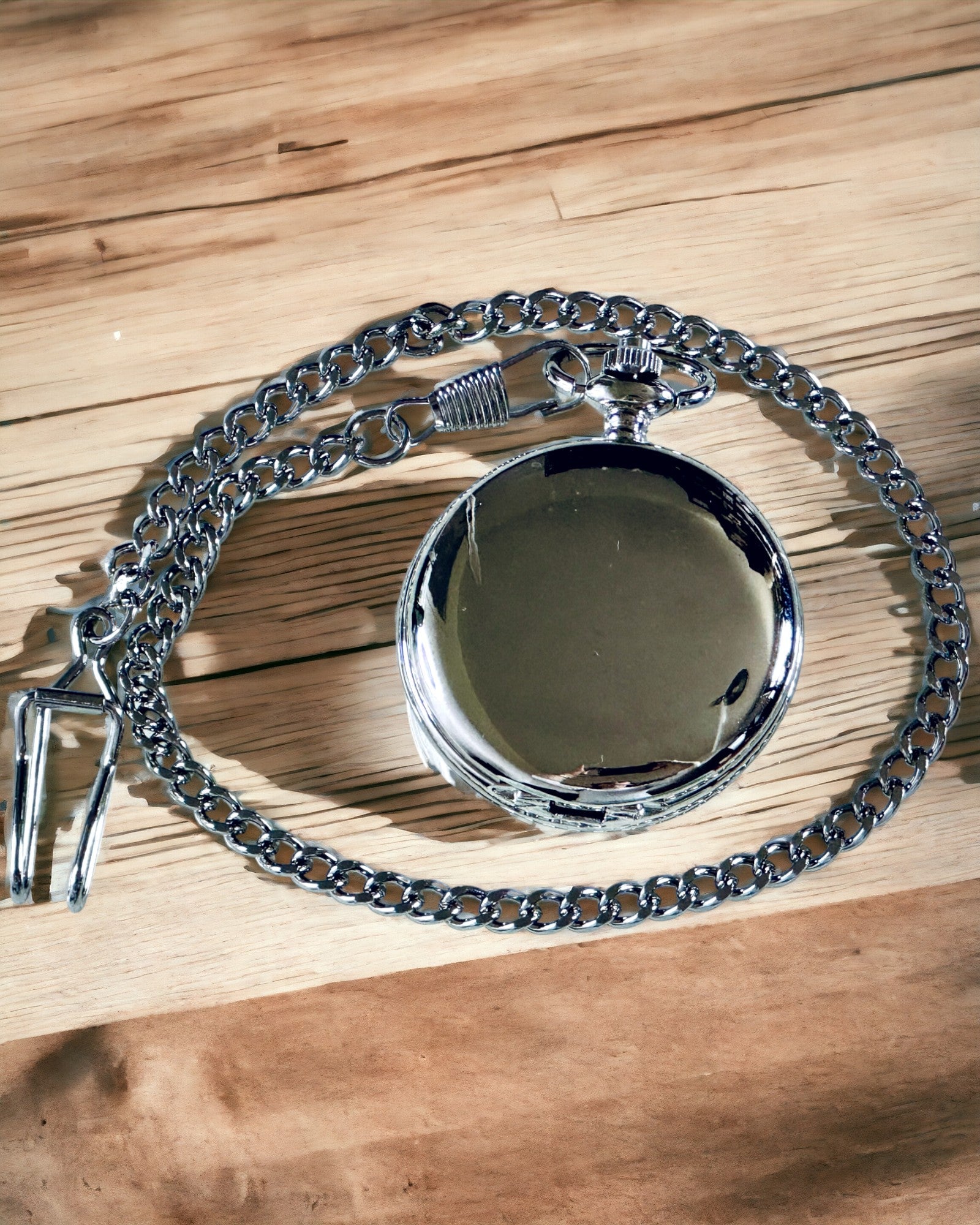 Klassieke Zakhorloge met Romeinse Cijfers en Ketting, Kwarts, Stalen Glans - zilverkleurig