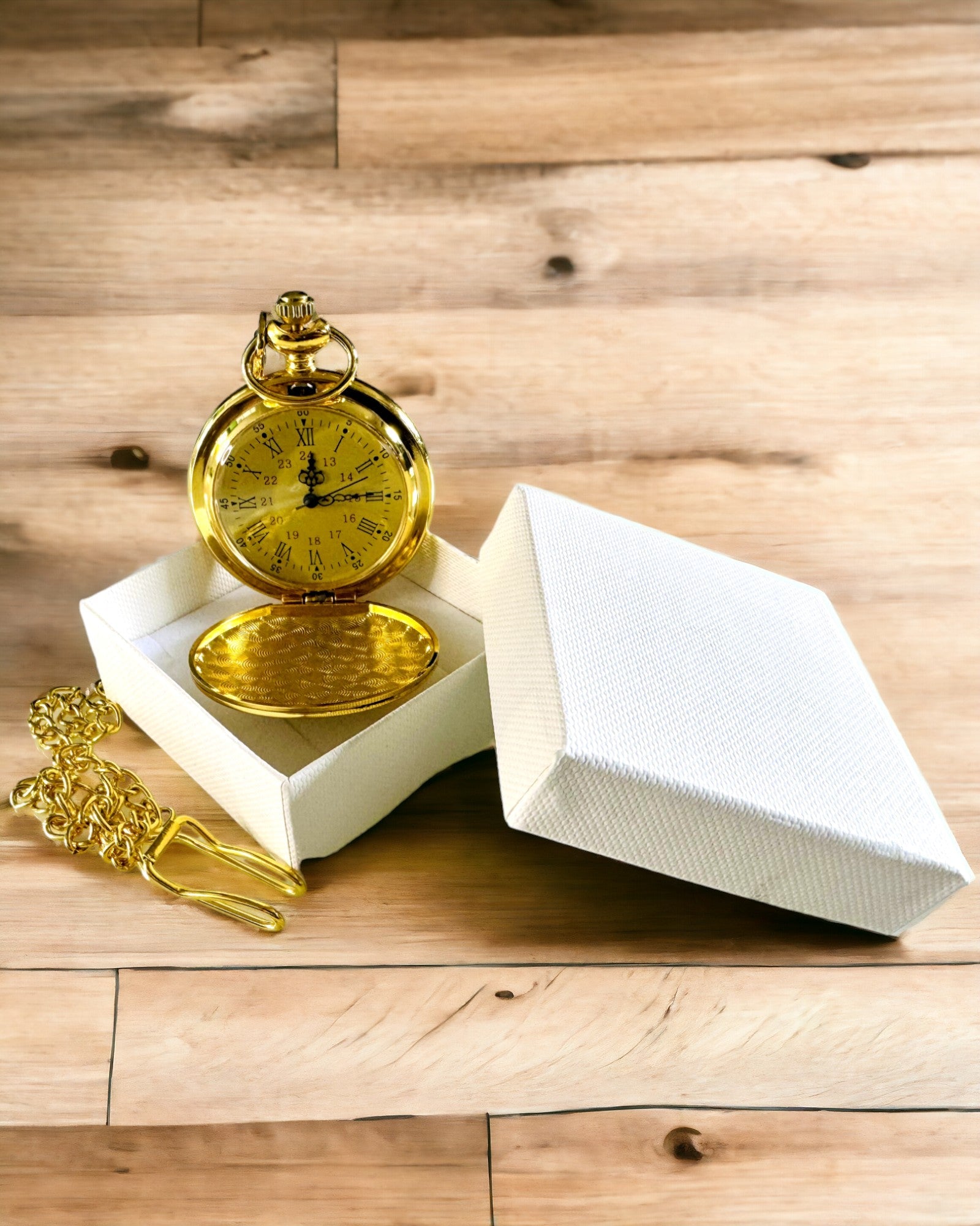 Gouden Retro Stijl Zakhorloge met Graveermogelijkheid