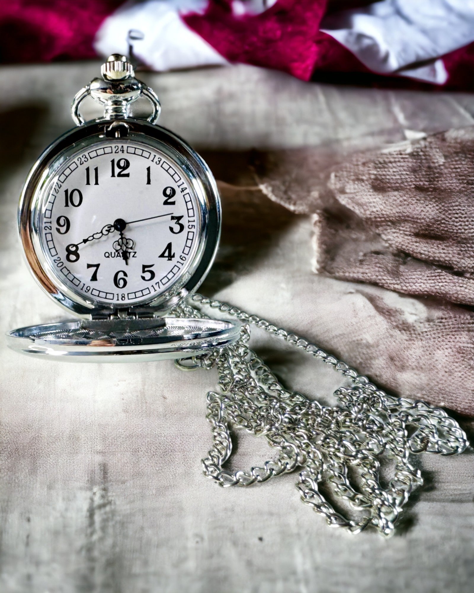 Klassieke Zilveren Zakhorloge met Graveeroptie