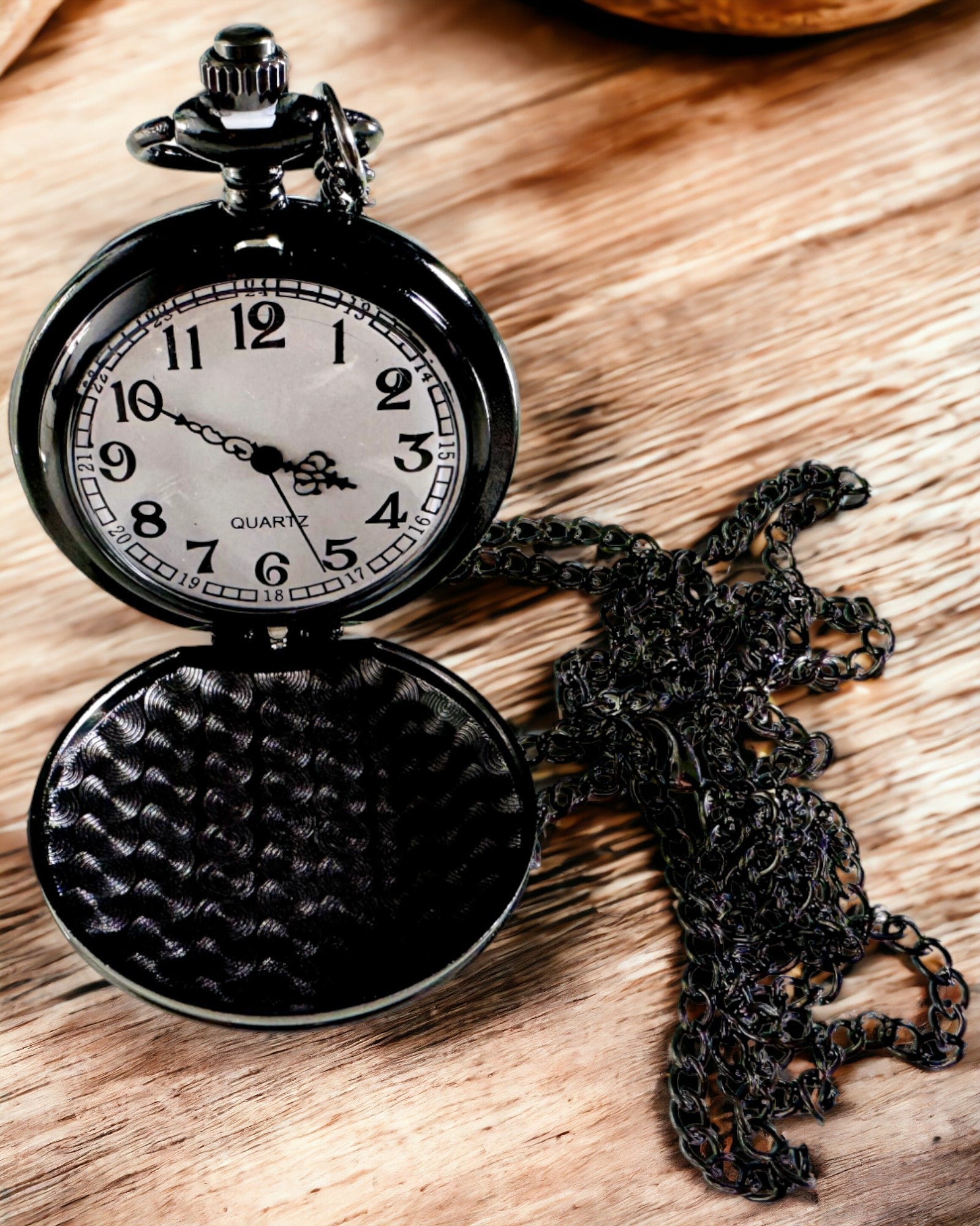 Zwarte zakhorloge "Klassieke Elegantie" met graveermogelijkheid