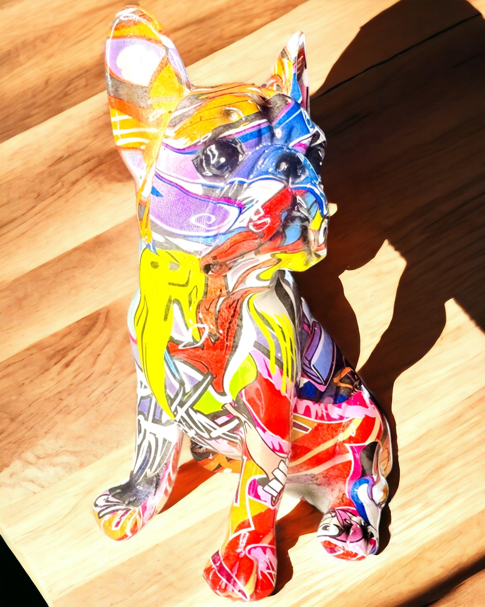 Handgemaakte Franse Bulldog Beeldje in Street Art Stijl met Gravure Optie