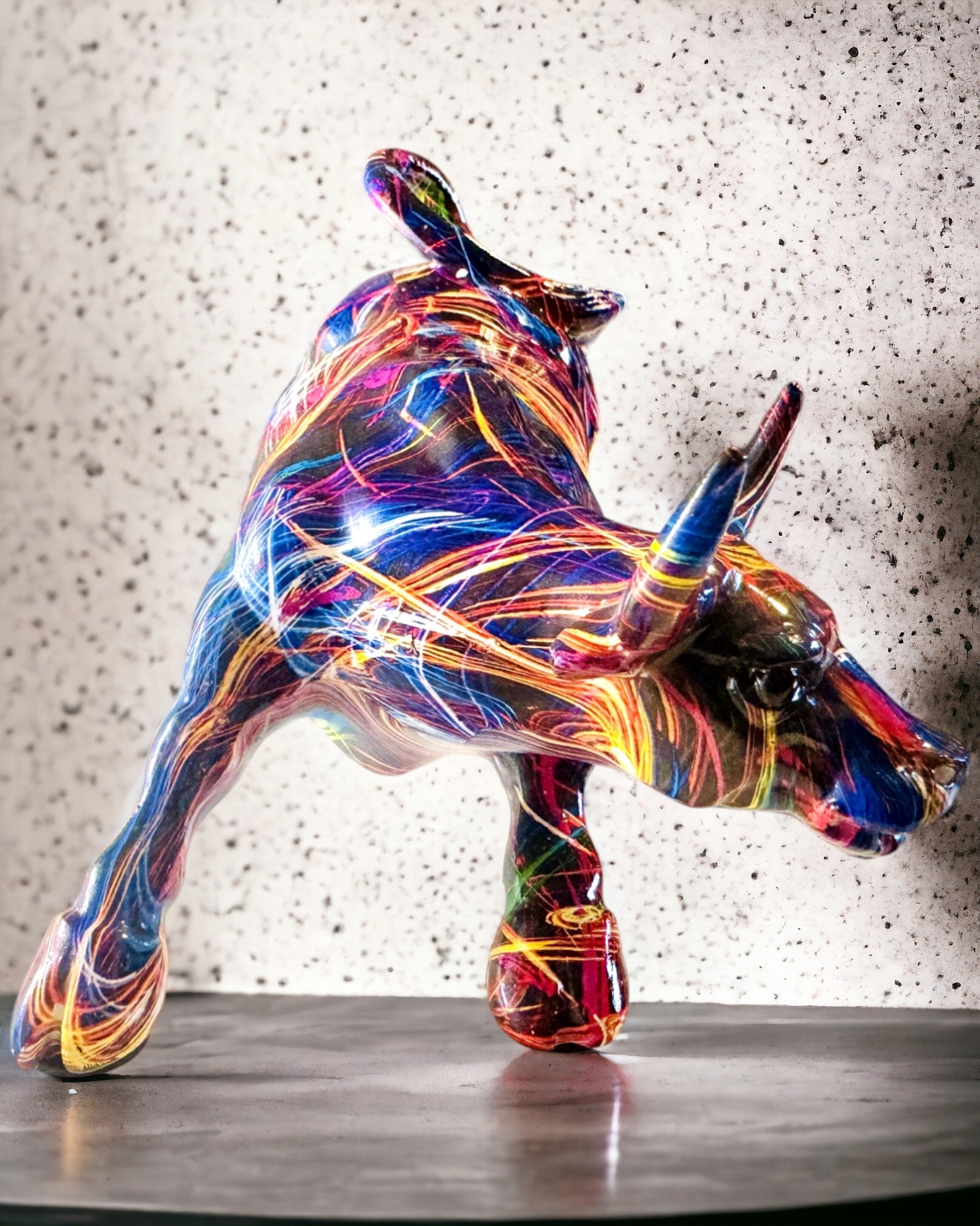 Decoratief Beeld "BullArt" – Unieke Kunst met Graveeroptie - 4 Kleuropties, voor een Gepersonaliseerd Cadeau