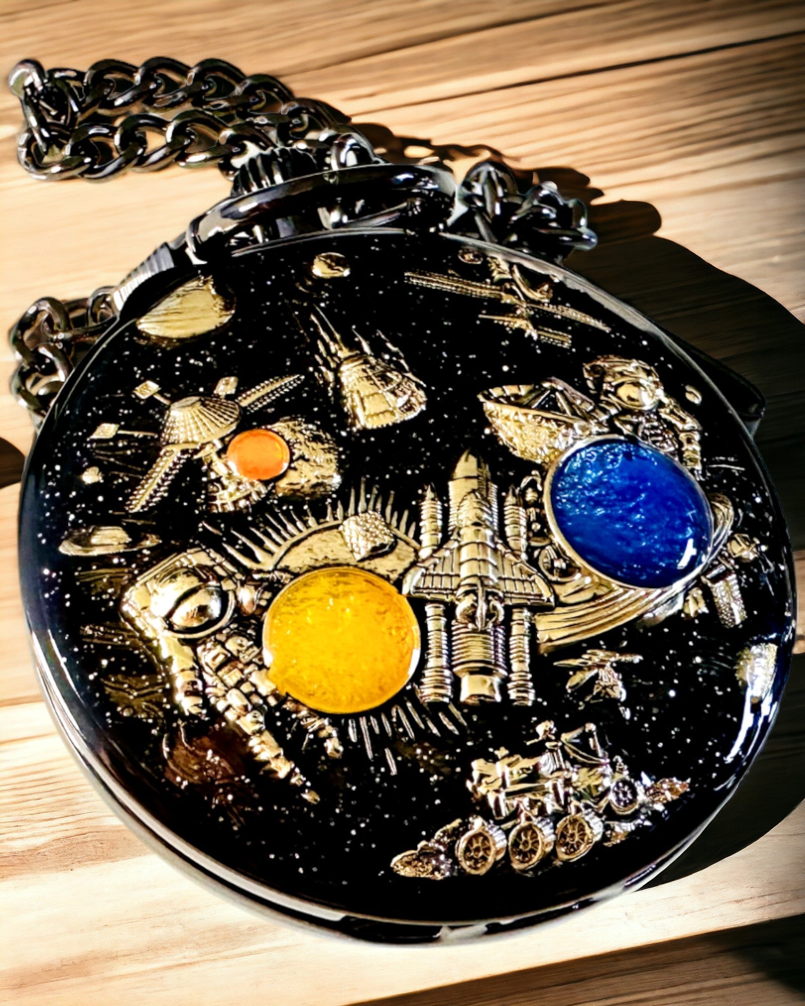 Zakhorloge "Astrum Temporis" - Zwarte rand. Mogelijkheid tot personalisatie met gravure