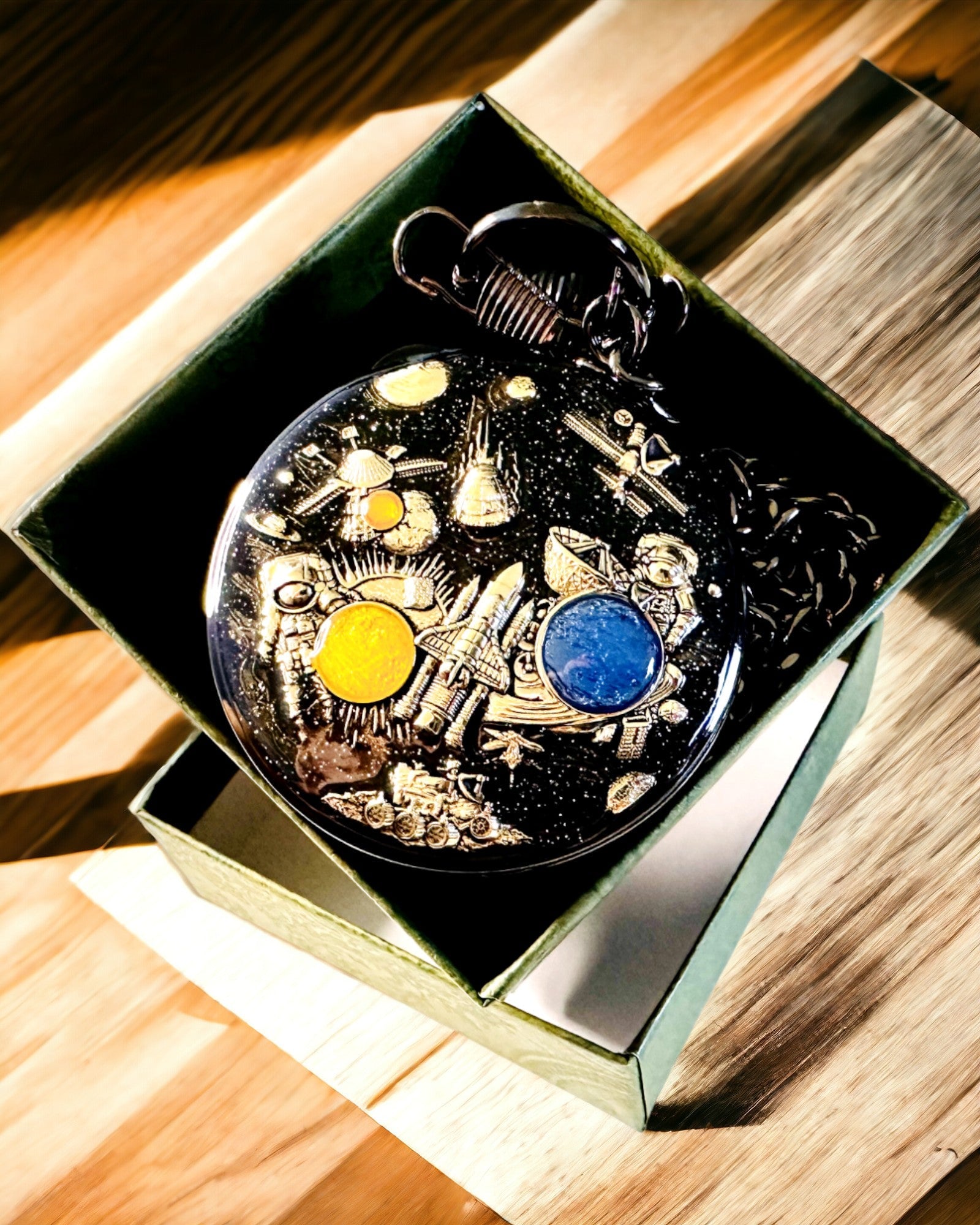 Zakhorloge "Astrum Temporis" - Zwarte rand. Mogelijkheid tot personalisatie met gravure