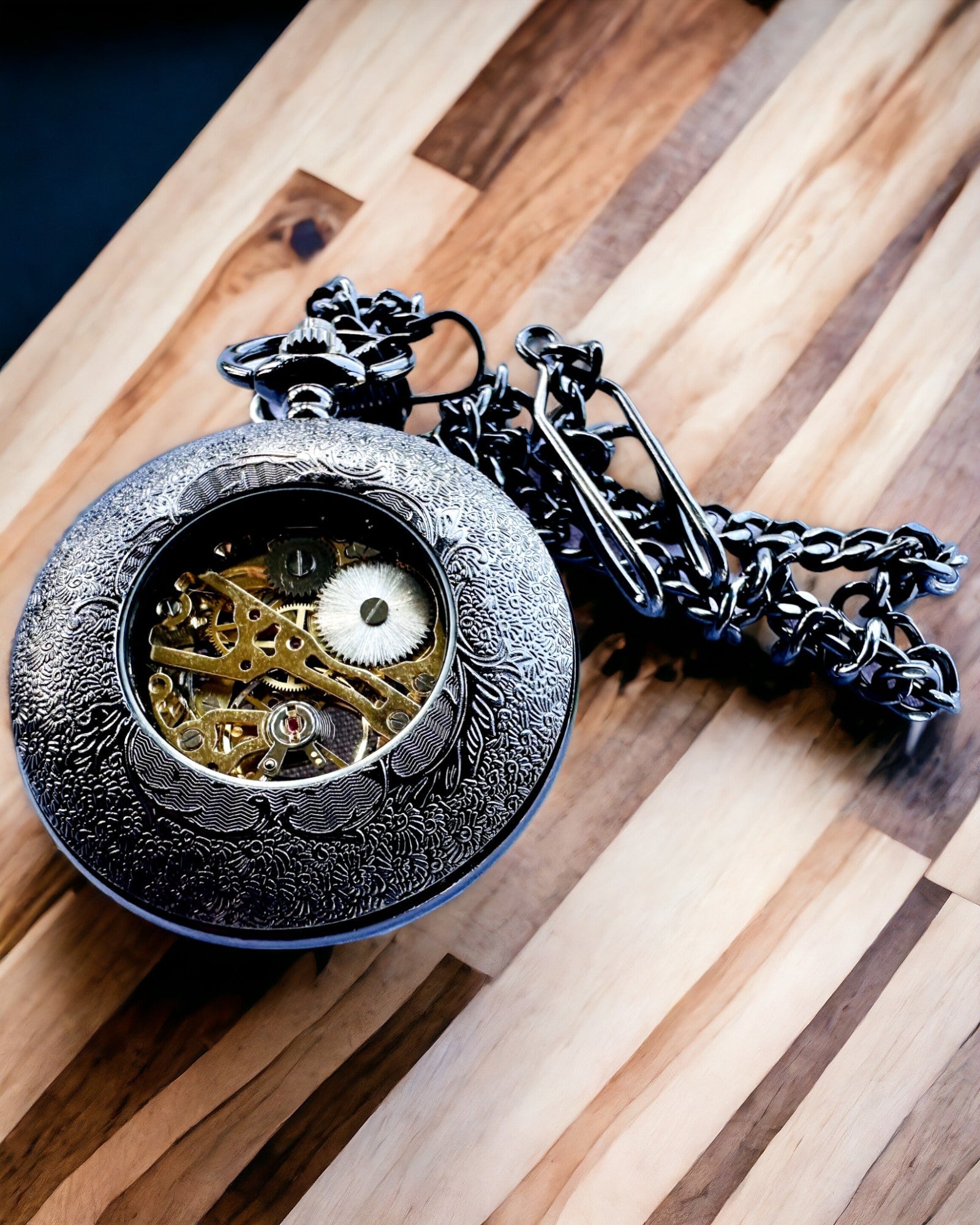 Zakhorloge "Eterna Elegantie", gepersonaliseerd cadeau, graveren. Kleur zwart