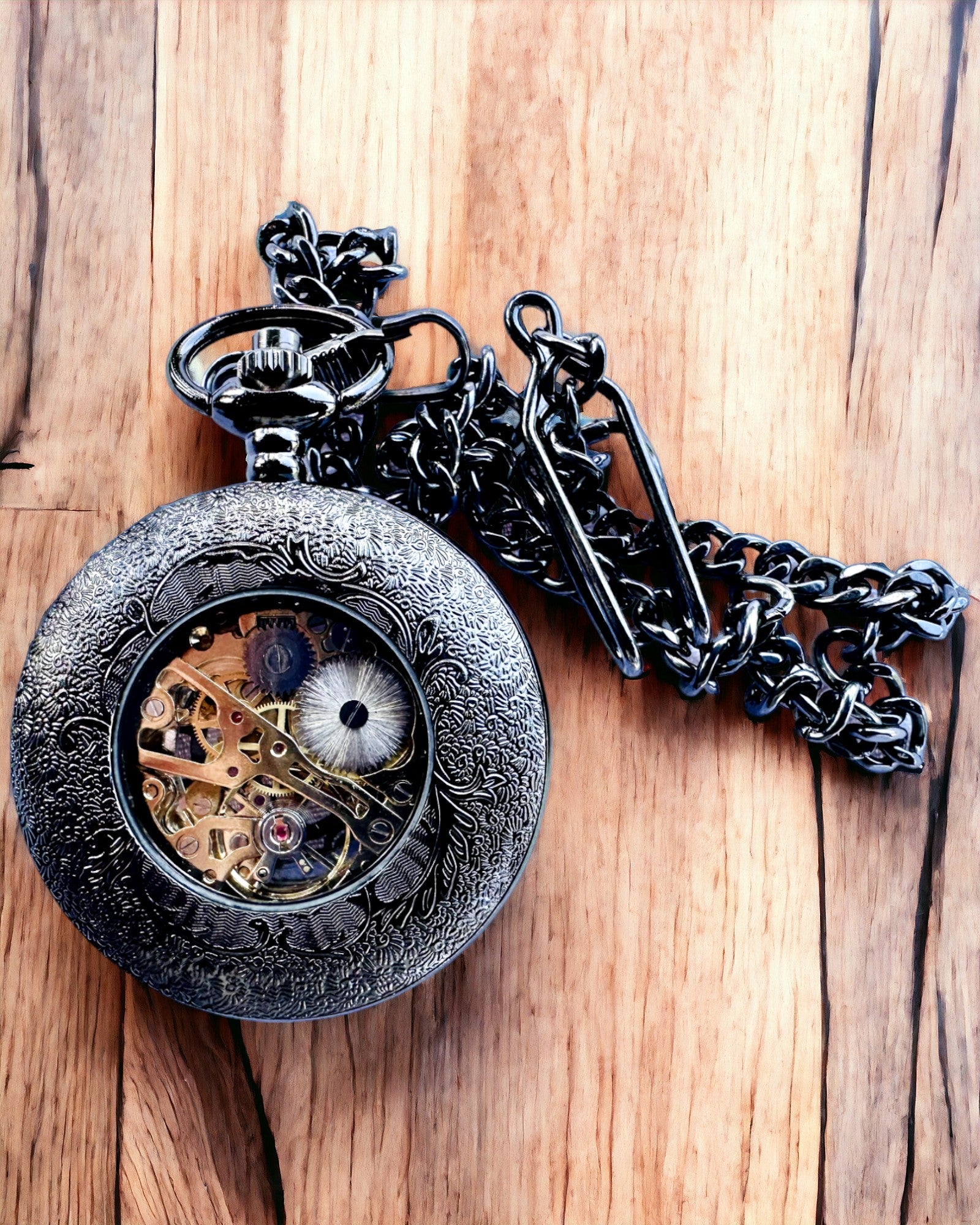 Zakhorloge "Eterna Elegantie", gepersonaliseerd cadeau, graveren. Kleur zwart