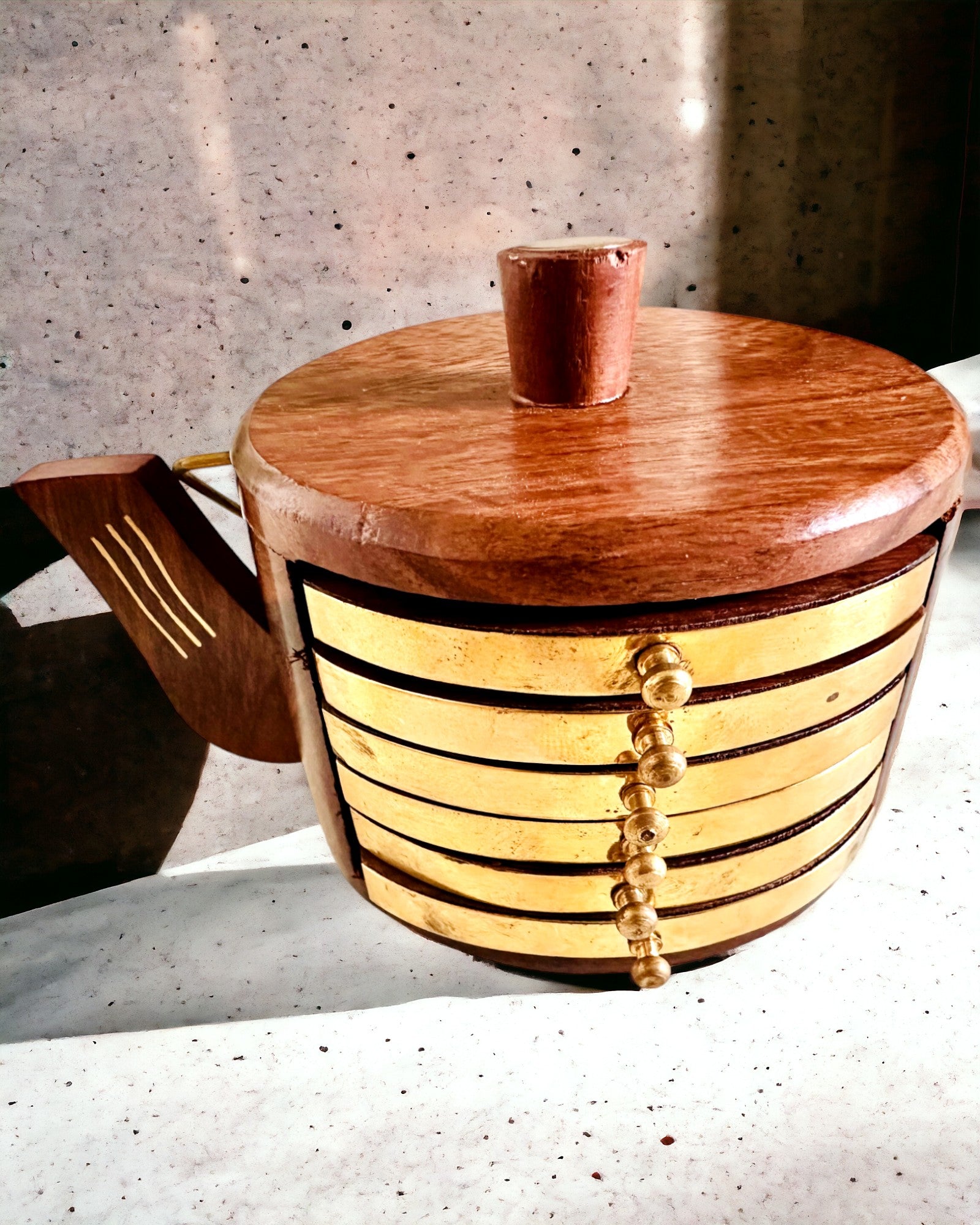 Retro Houten "Theedoos" met Gravure Optie