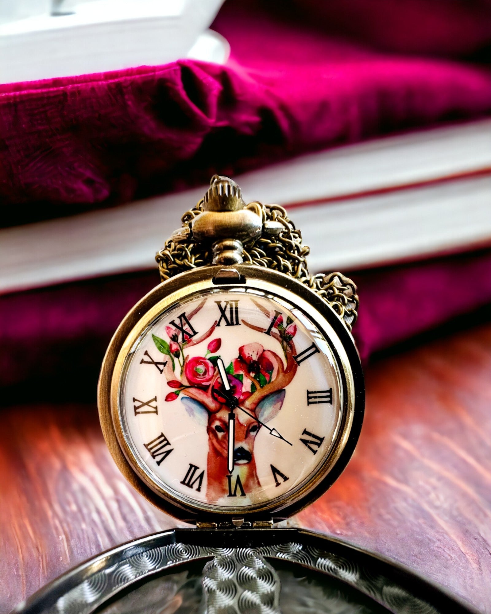 Zakhorloge Boswachter - Elegante Zakhorloge met Hertmotief, mogelijkheid tot personalisatie met gravure