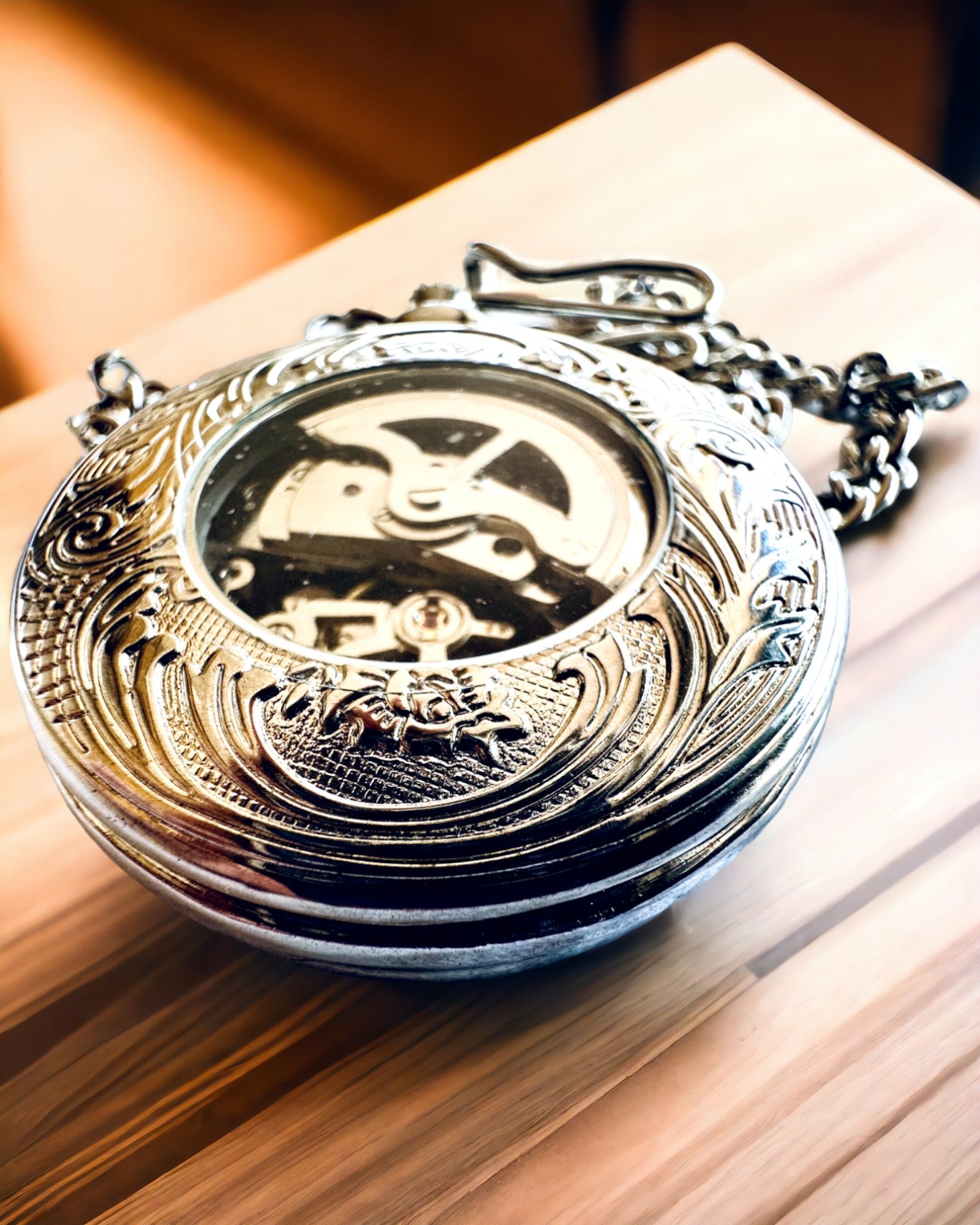 Zilveren zakhorloge "Vintage Elegance" met mogelijkheid tot personalisatie met gravure