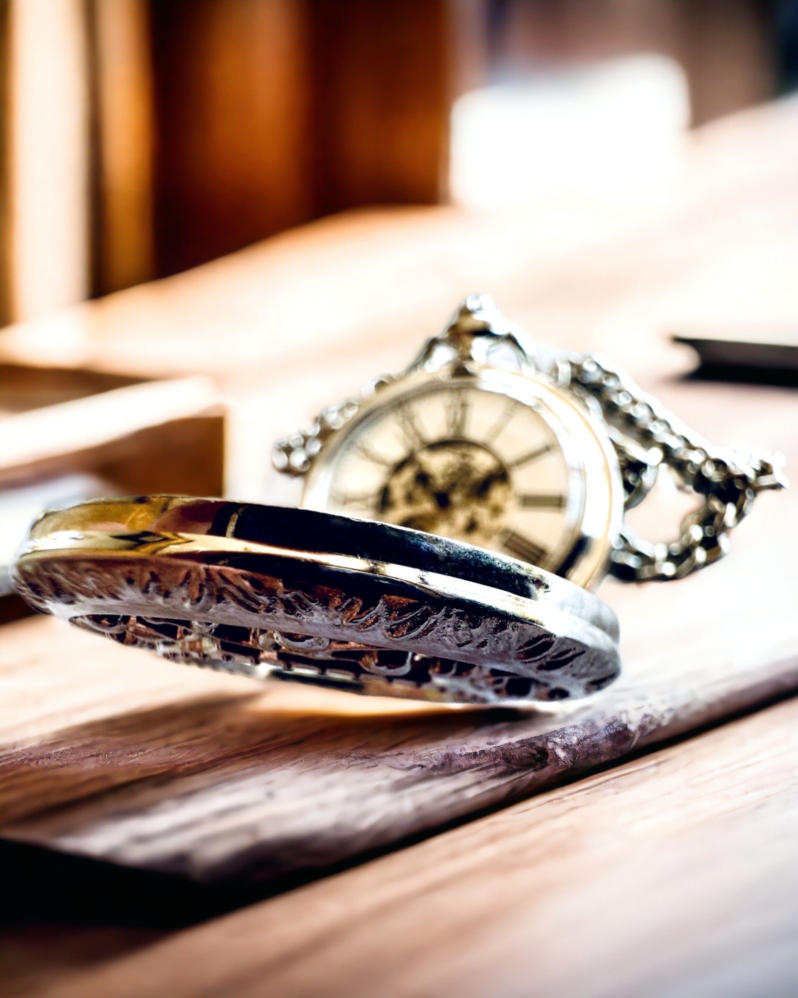 Zilveren zakhorloge "Vintage Elegance" met mogelijkheid tot personalisatie met gravure