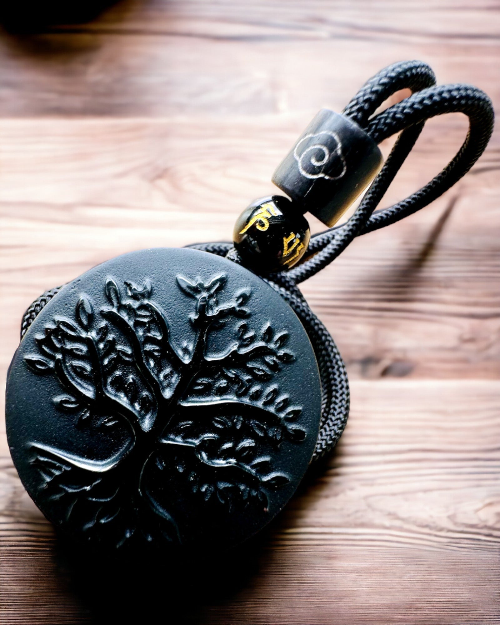 Obsidiaan "Levensboom" Ketting - personalisatie met gravure