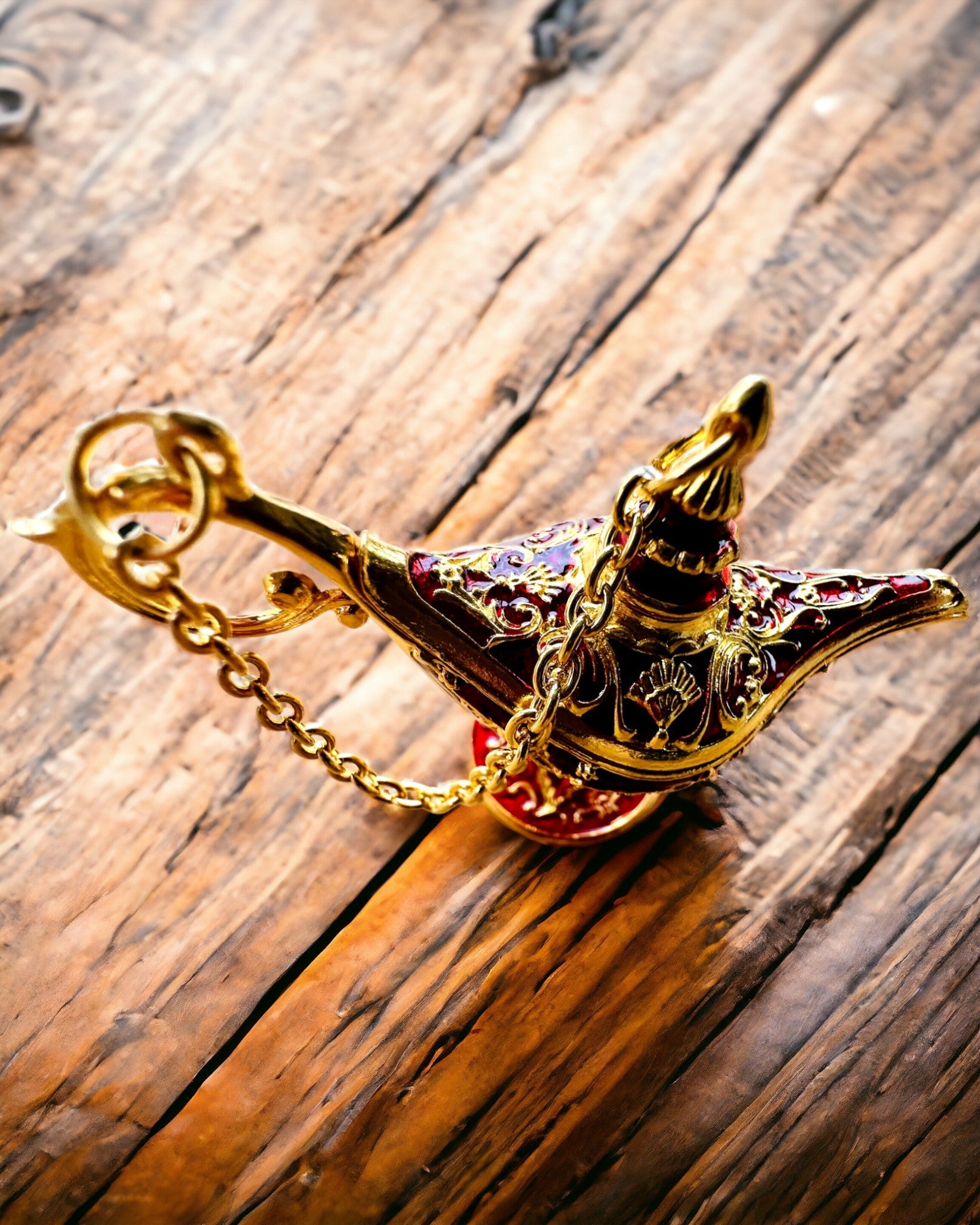 Kleine 4 cm Magische Lamp van Aladdin, sleutelhanger, 6 kleuropties - Betoverde Herinneringen, personalisatie met gravure