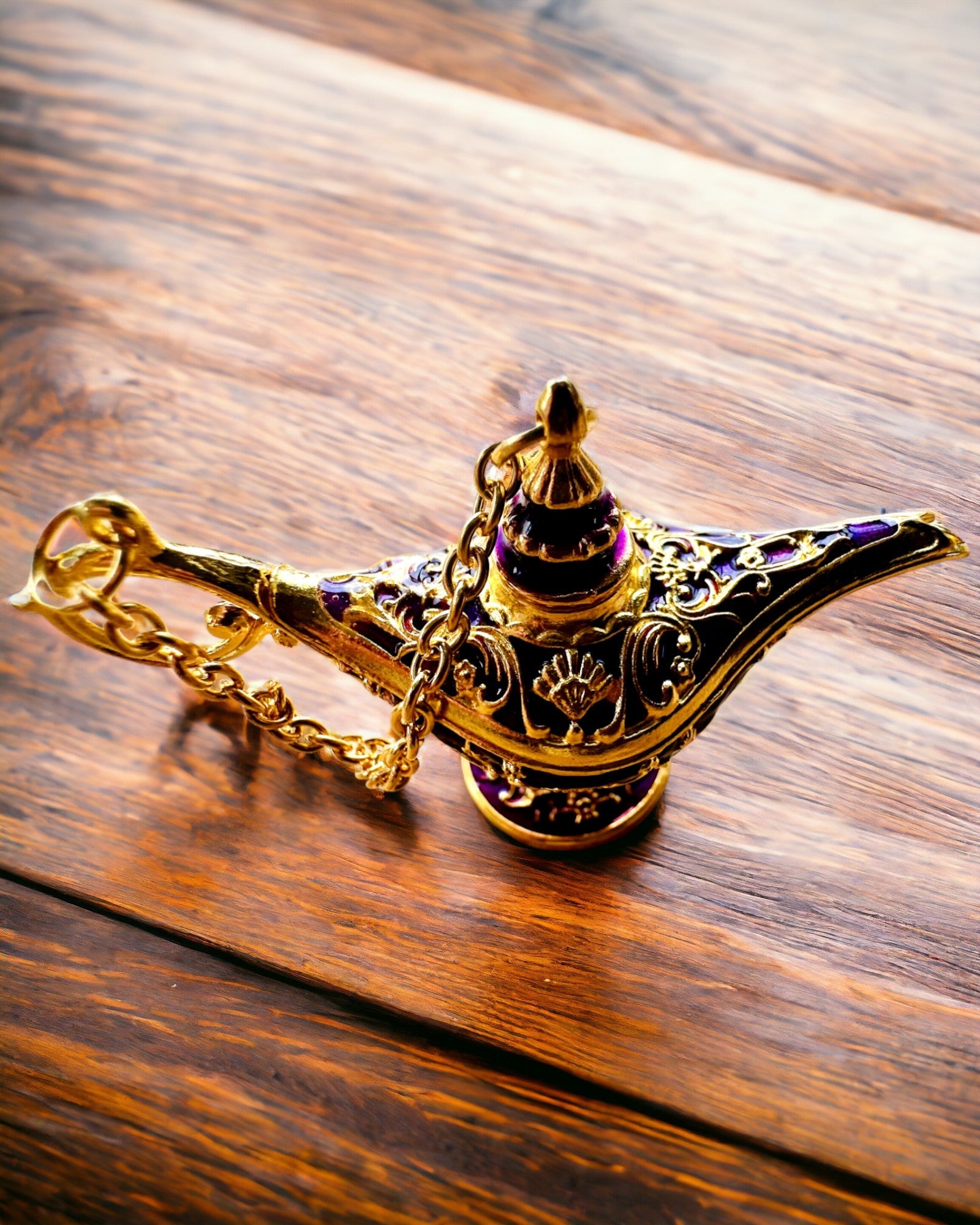 Kleine 4 cm Magische Lamp van Aladdin, sleutelhanger, 6 kleuropties - Betoverde Herinneringen, personalisatie met gravure