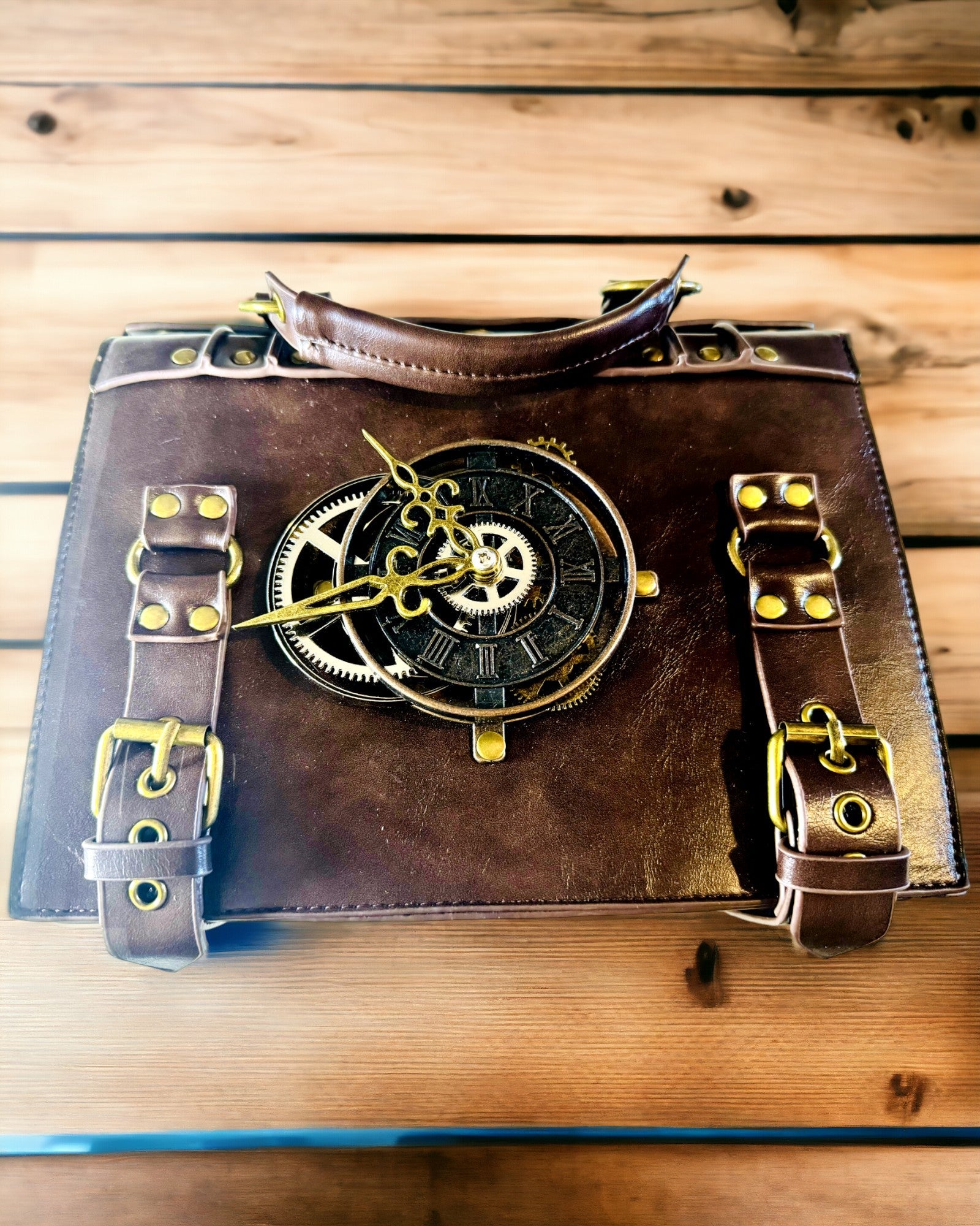 Crossbody Tas met Vintage Klokmotief - Veelzijdige Satchel Tas met PU Leren Textuur