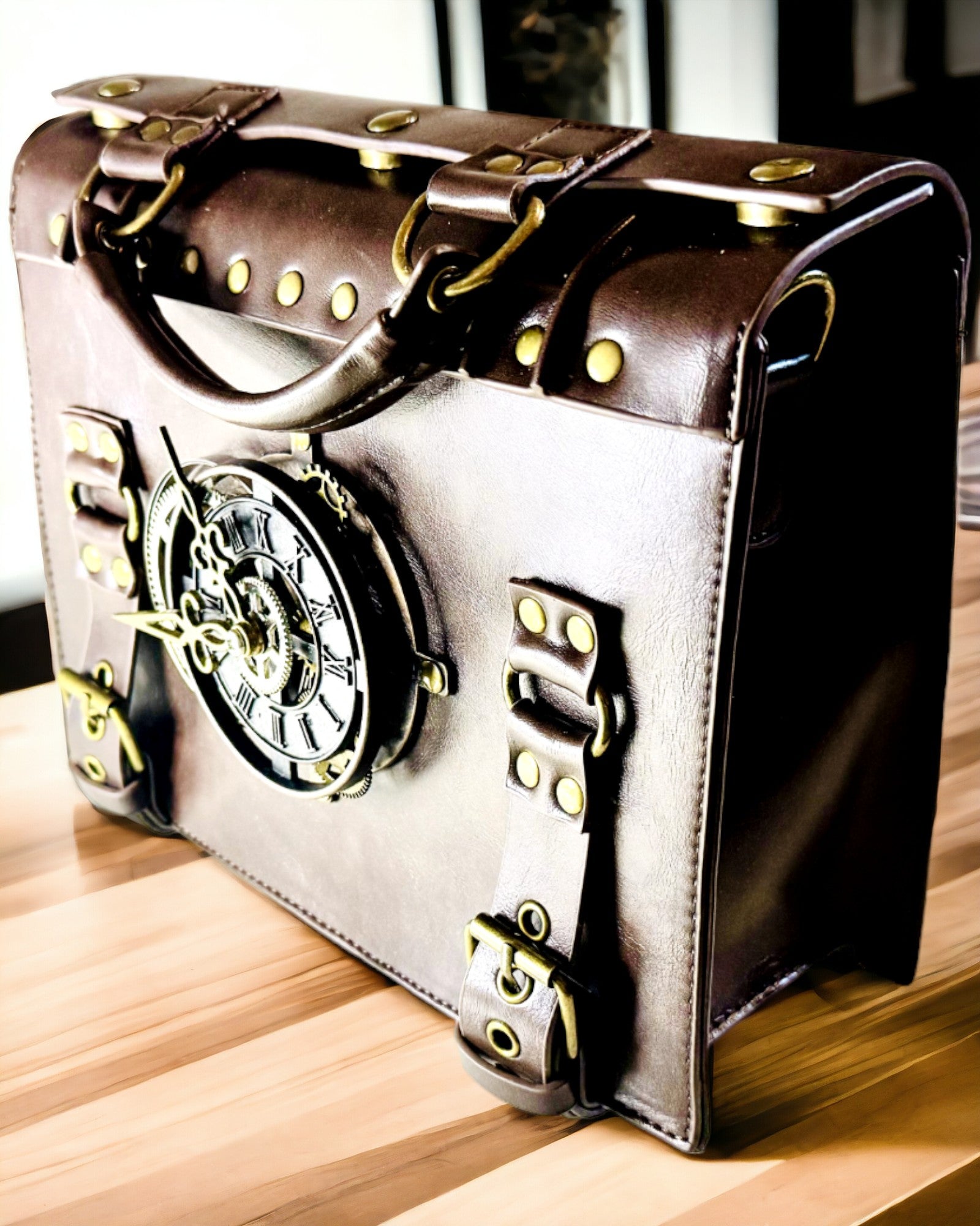 Crossbody Tas met Vintage Klokmotief - Veelzijdige Satchel Tas met PU Leren Textuur