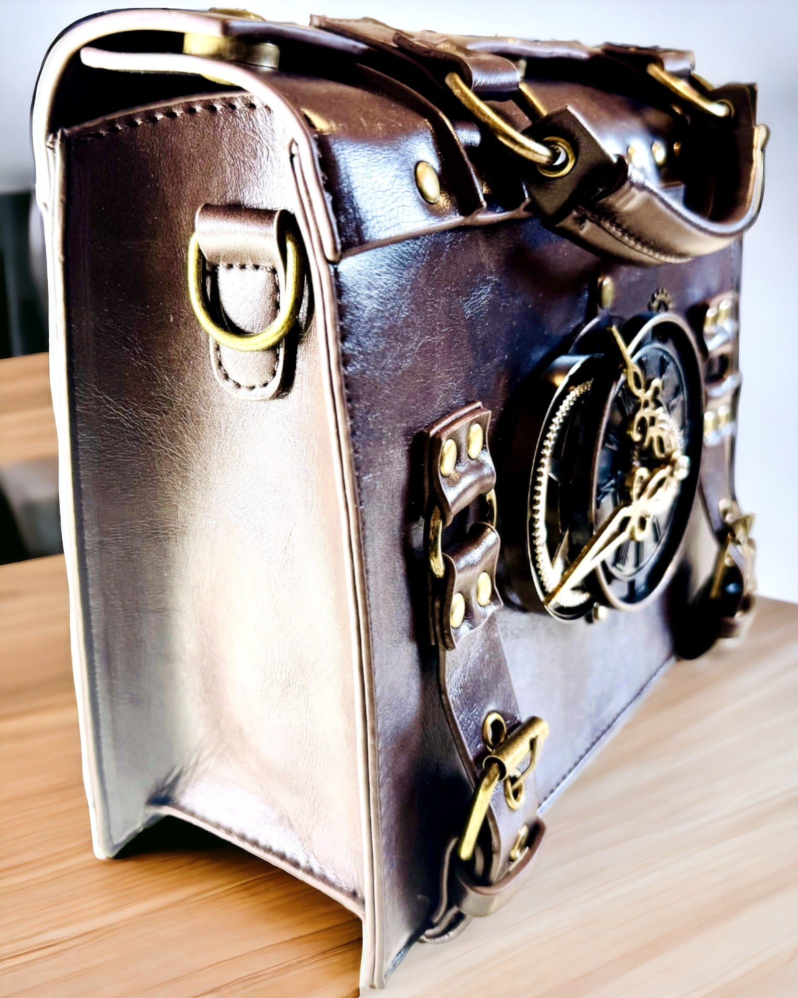 Crossbody Tas met Vintage Klokmotief - Veelzijdige Satchel Tas met PU Leren Textuur