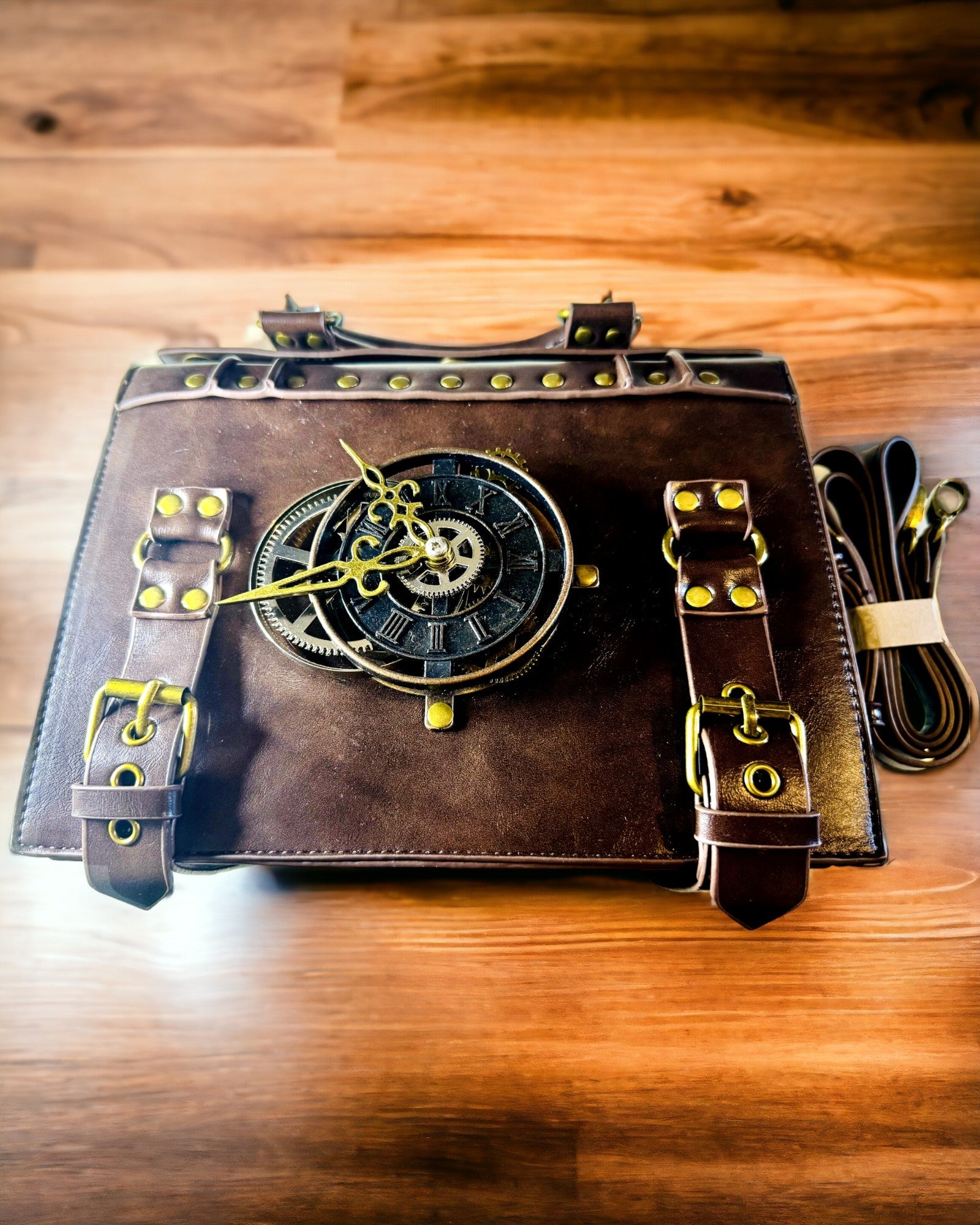 Crossbody Tas met Vintage Klokmotief - Veelzijdige Satchel Tas met PU Leren Textuur