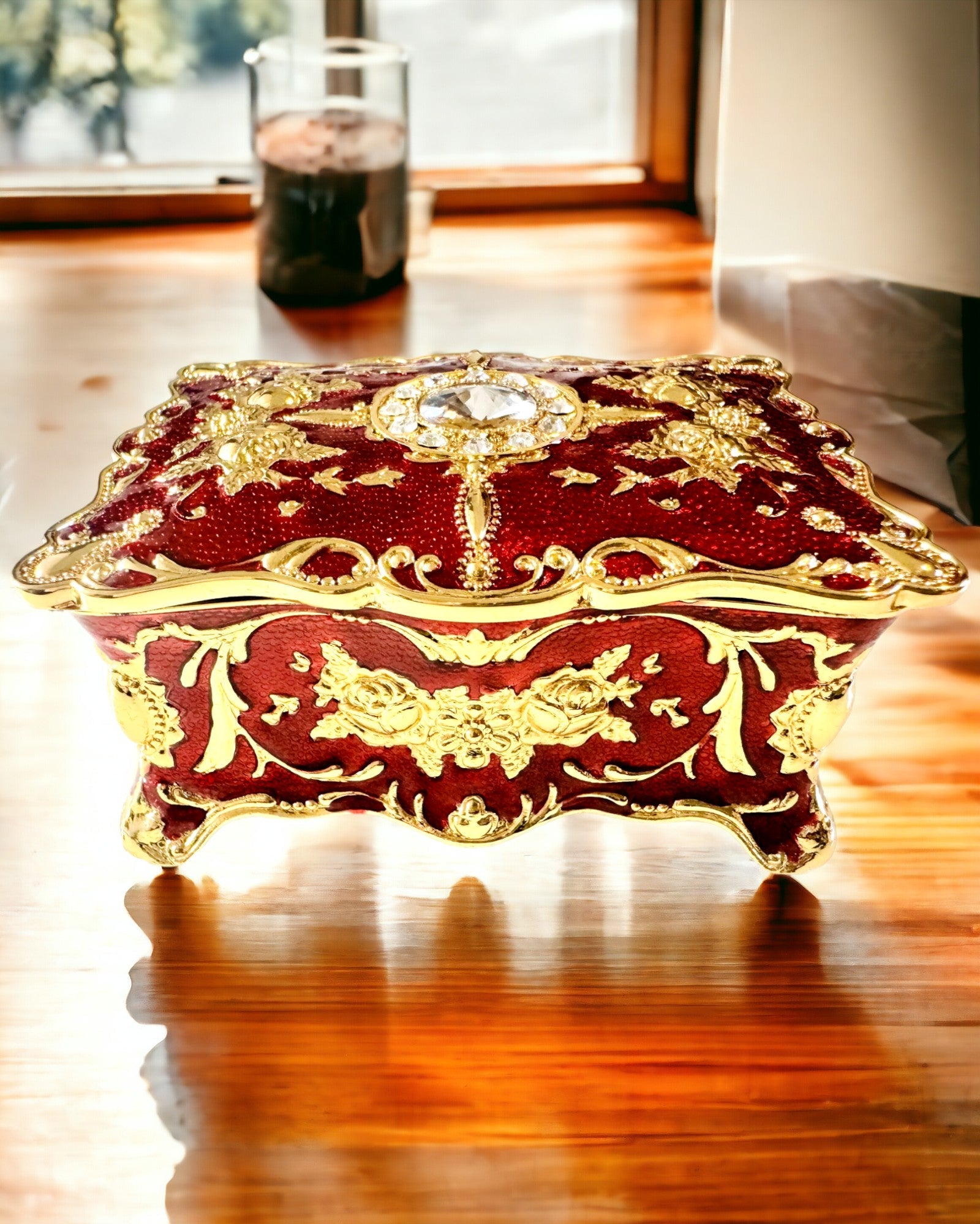 Vintage Stijl Sieraden Organizer – Metalen Schatkistje met Decoratieve Elementen