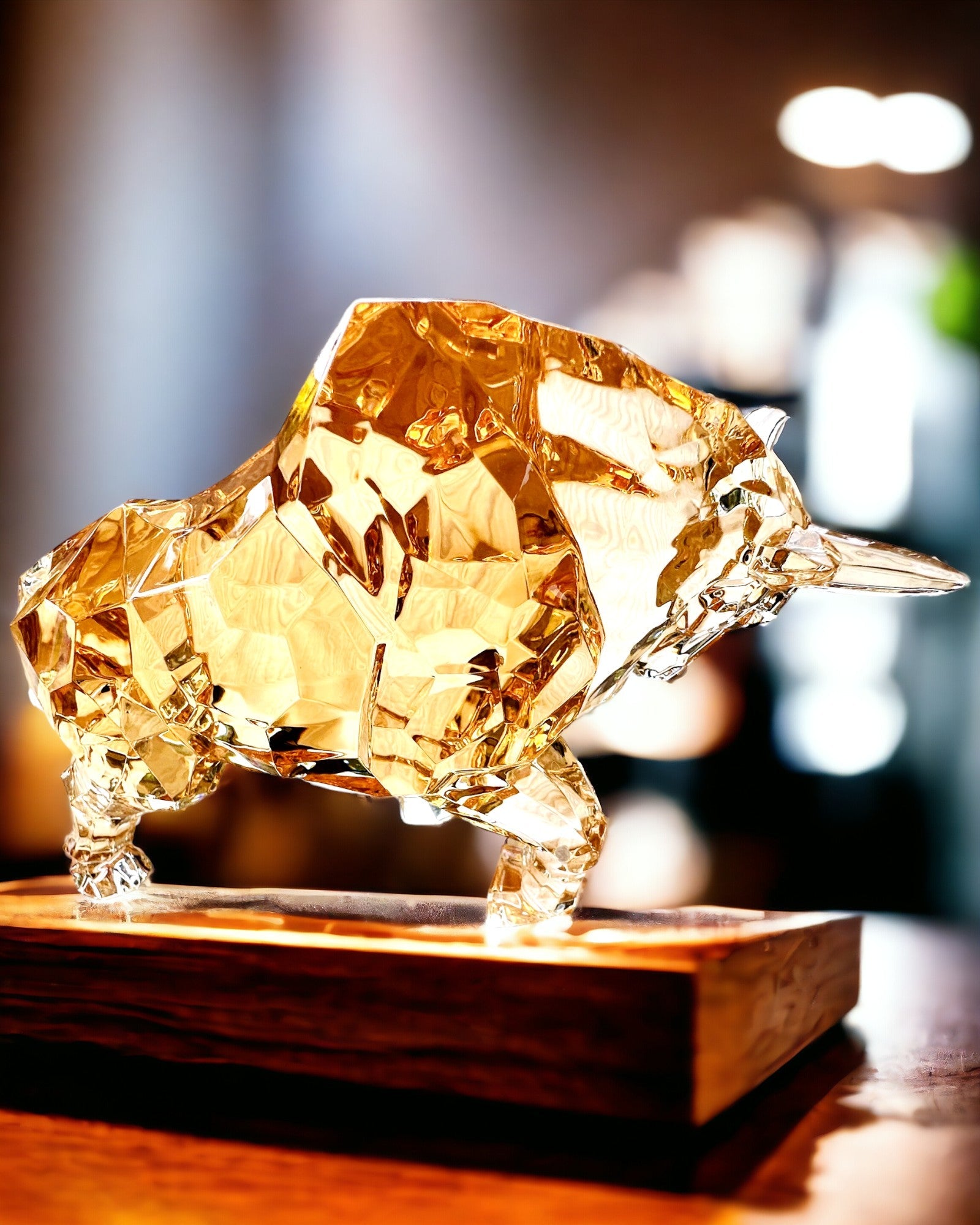 Beeld "Gouden Stier" van Hars, transparant design, mogelijkheid tot personalisatie