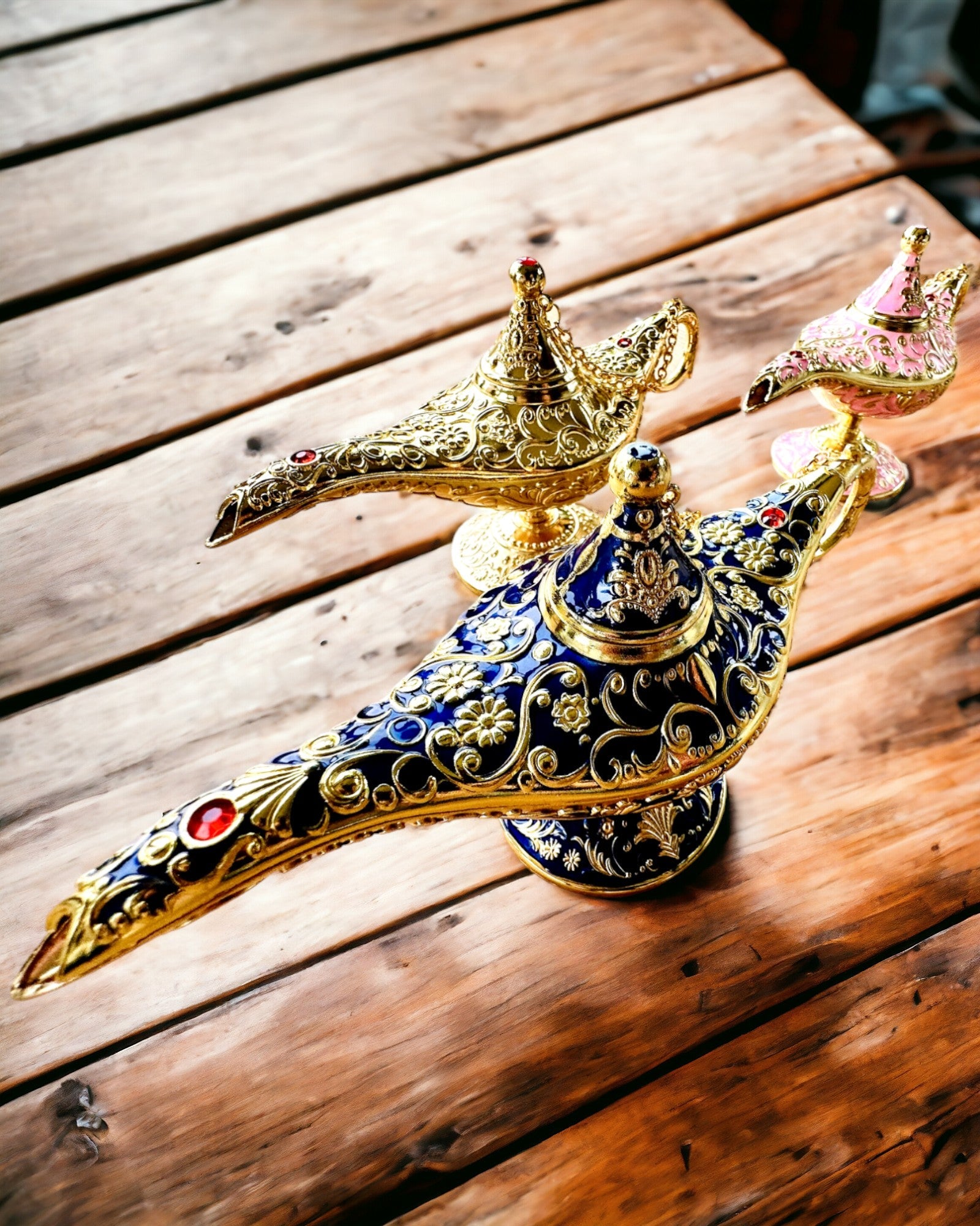 Magische Lamp van Aladdin met Graveeroptie - Roze Variant, verweven met goud