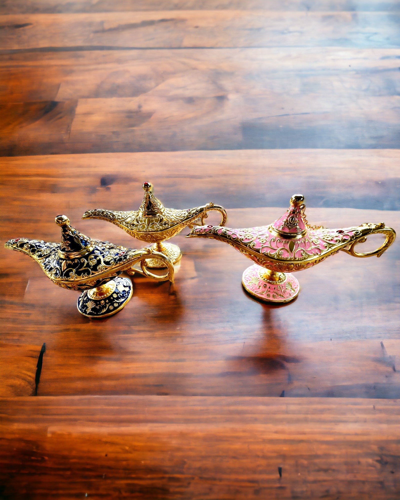 Magische Lamp van Aladdin met Graveeroptie - Roze Variant, verweven met goud