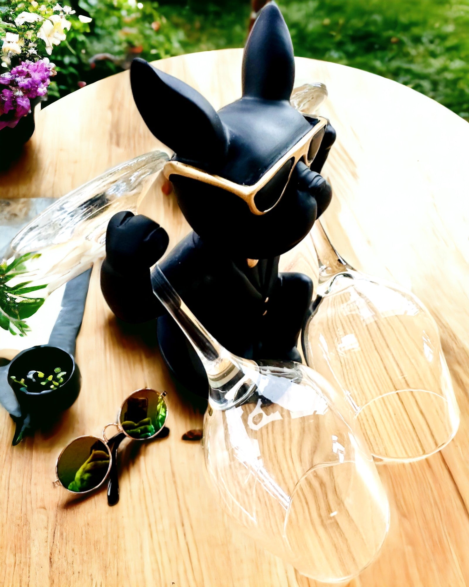 Figurka Bulldog Elegance - Exclusieve wijnglashouder, mogelijkheid tot personalisatie met gravure