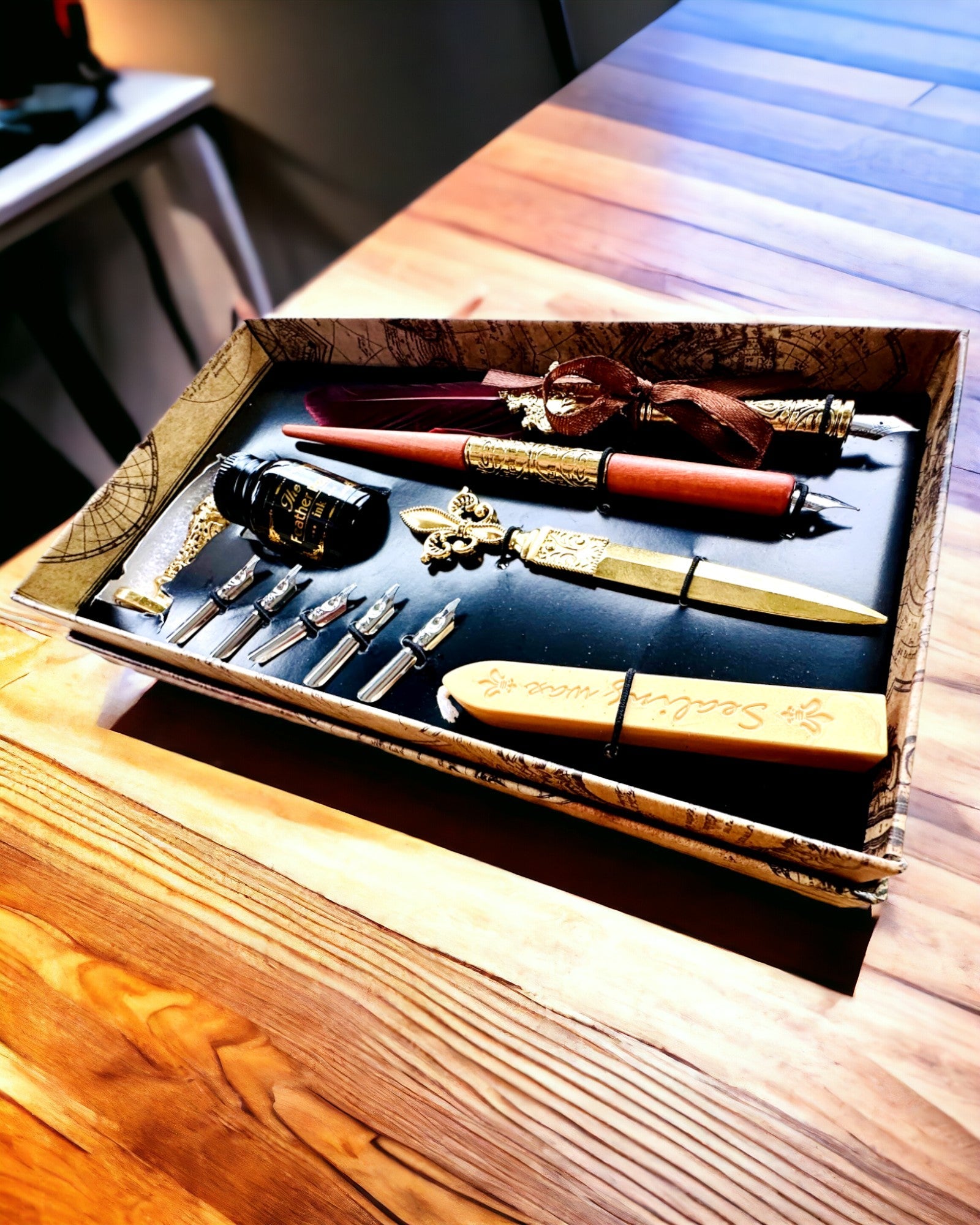 Exclusieve Kalligrafieset, vulpen om te dopen en inktset, personalisatie met gravure