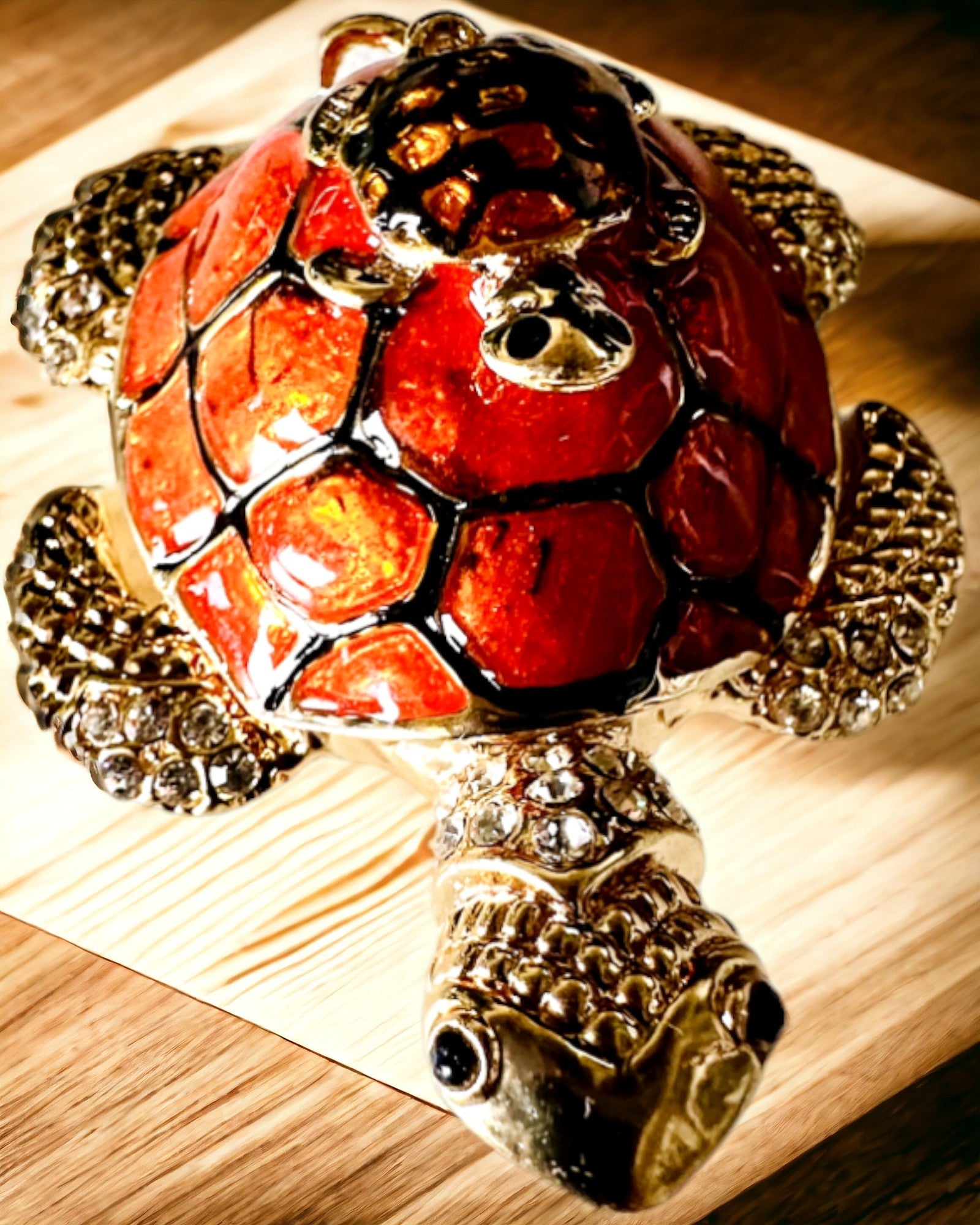 Sieradendoosje "Schildpaddenfamilie" - kleur oranje, personalisatie met gravure