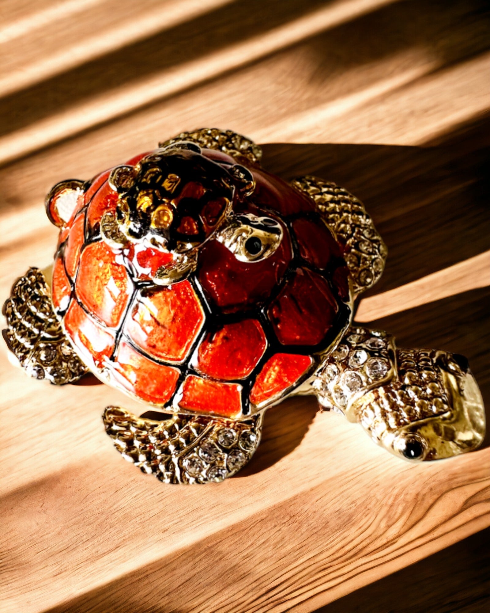 Sieradendoosje "Schildpaddenfamilie" - kleur oranje, personalisatie met gravure