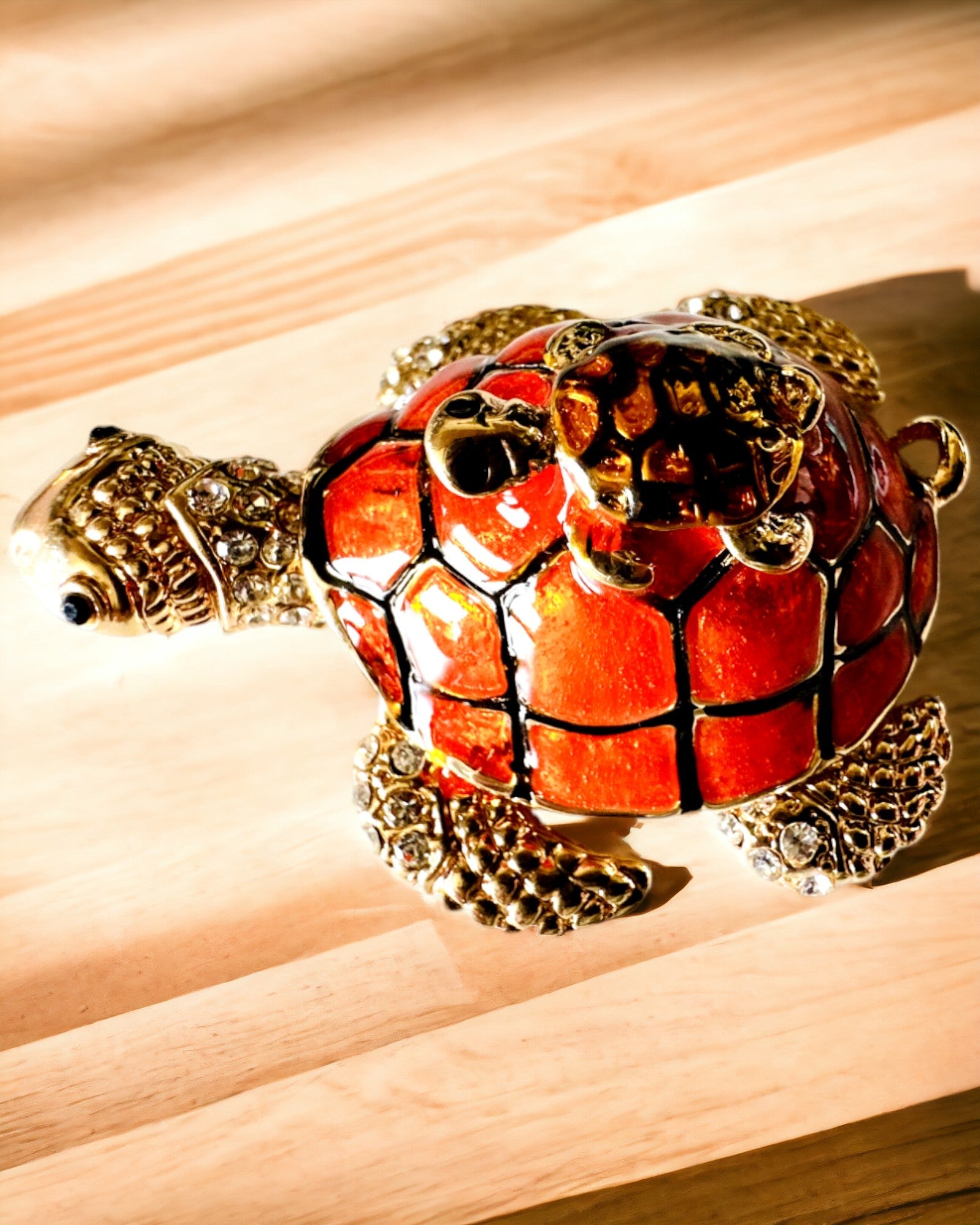 Sieradendoosje "Schildpaddenfamilie" - kleur oranje, personalisatie met gravure