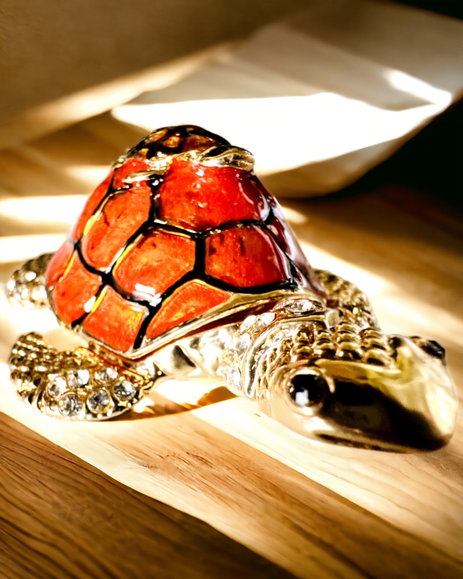 Sieradendoosje "Schildpaddenfamilie" - kleur oranje, personalisatie met gravure