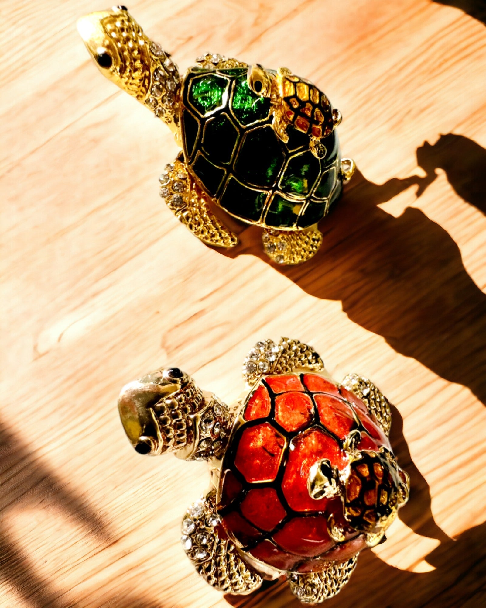 Sieradendoosje "Schildpaddenfamilie" - kleur oranje, personalisatie met gravure