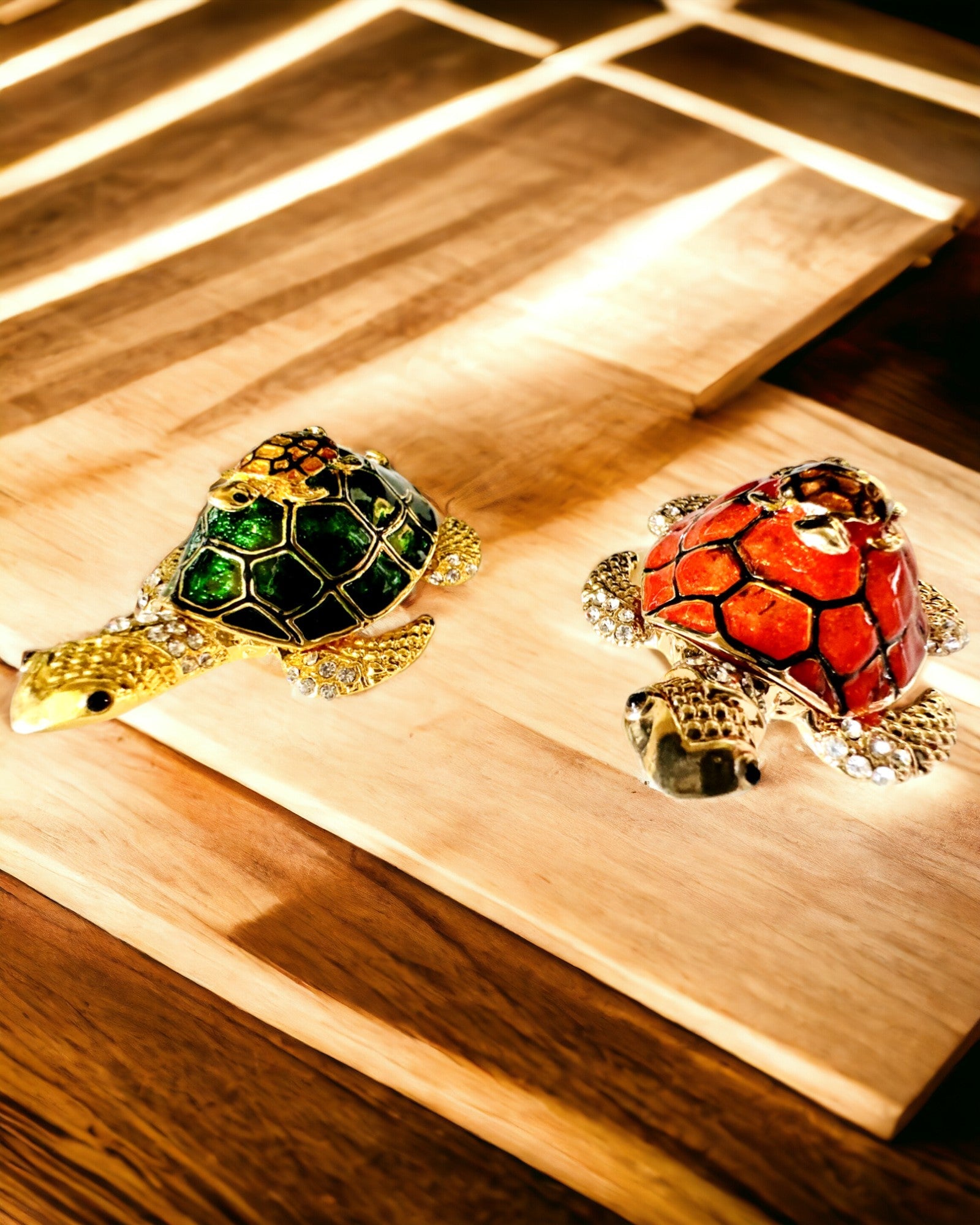 Sieradendoosje "Schildpaddenfamilie" - kleur oranje, personalisatie met gravure