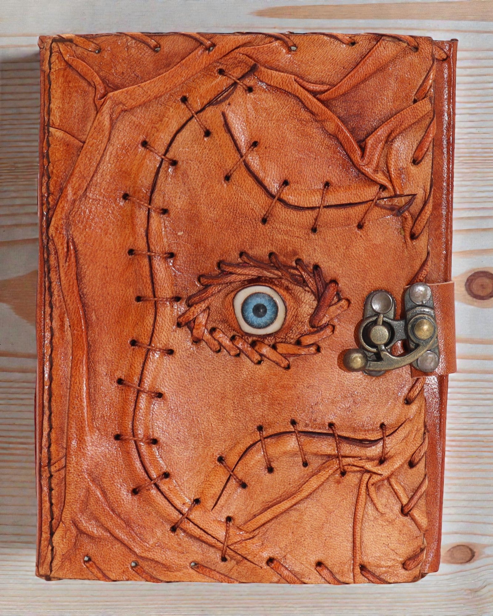 Lichtbruine notitiekaartjes - Boze-oogdecoratie - 160 geschepte randen stron - 17x12.5cm