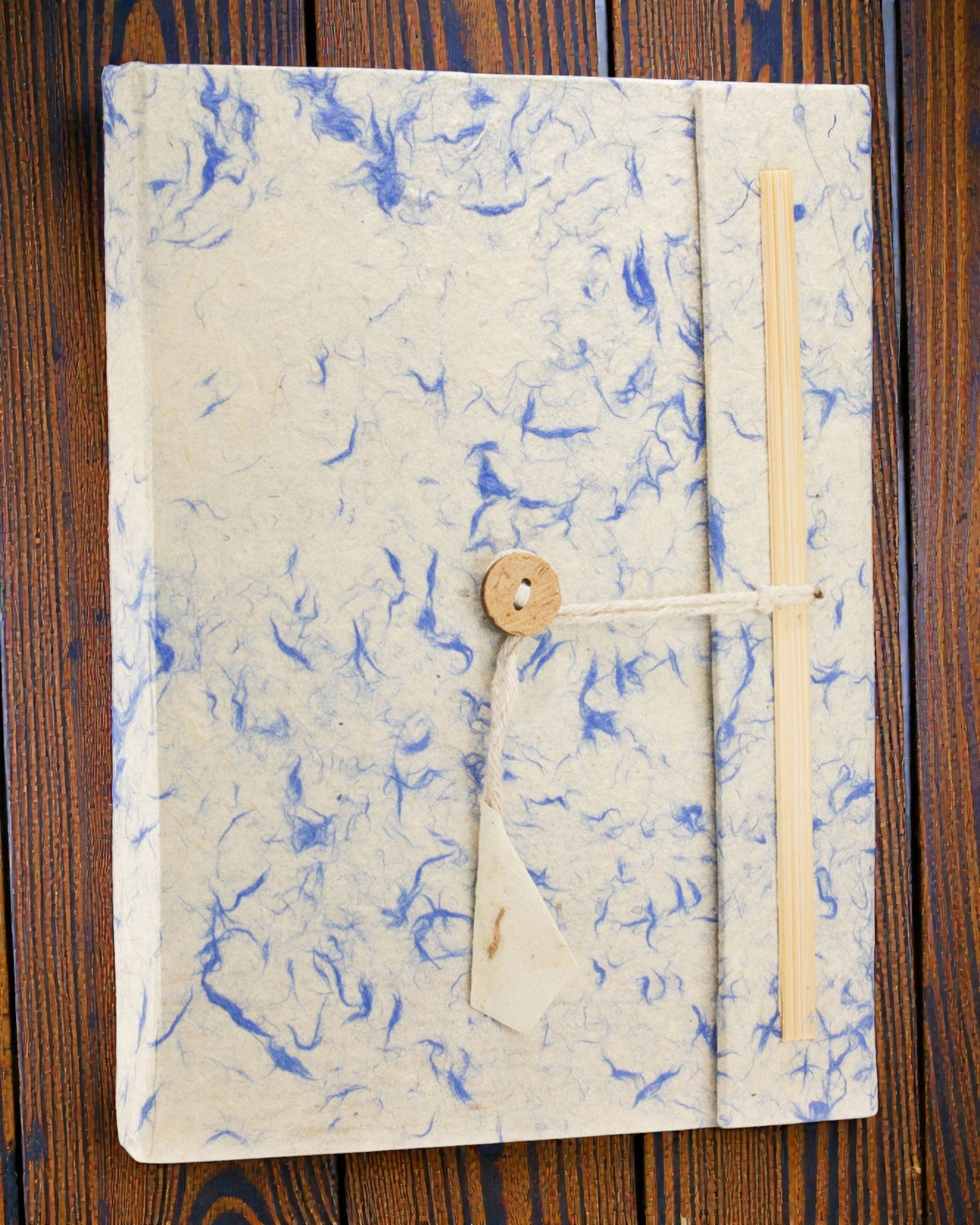 Blauwe katoenen wolk – groot Lokta-notitieboek met blauw katoen 21 × 15 cm, 45 vellen