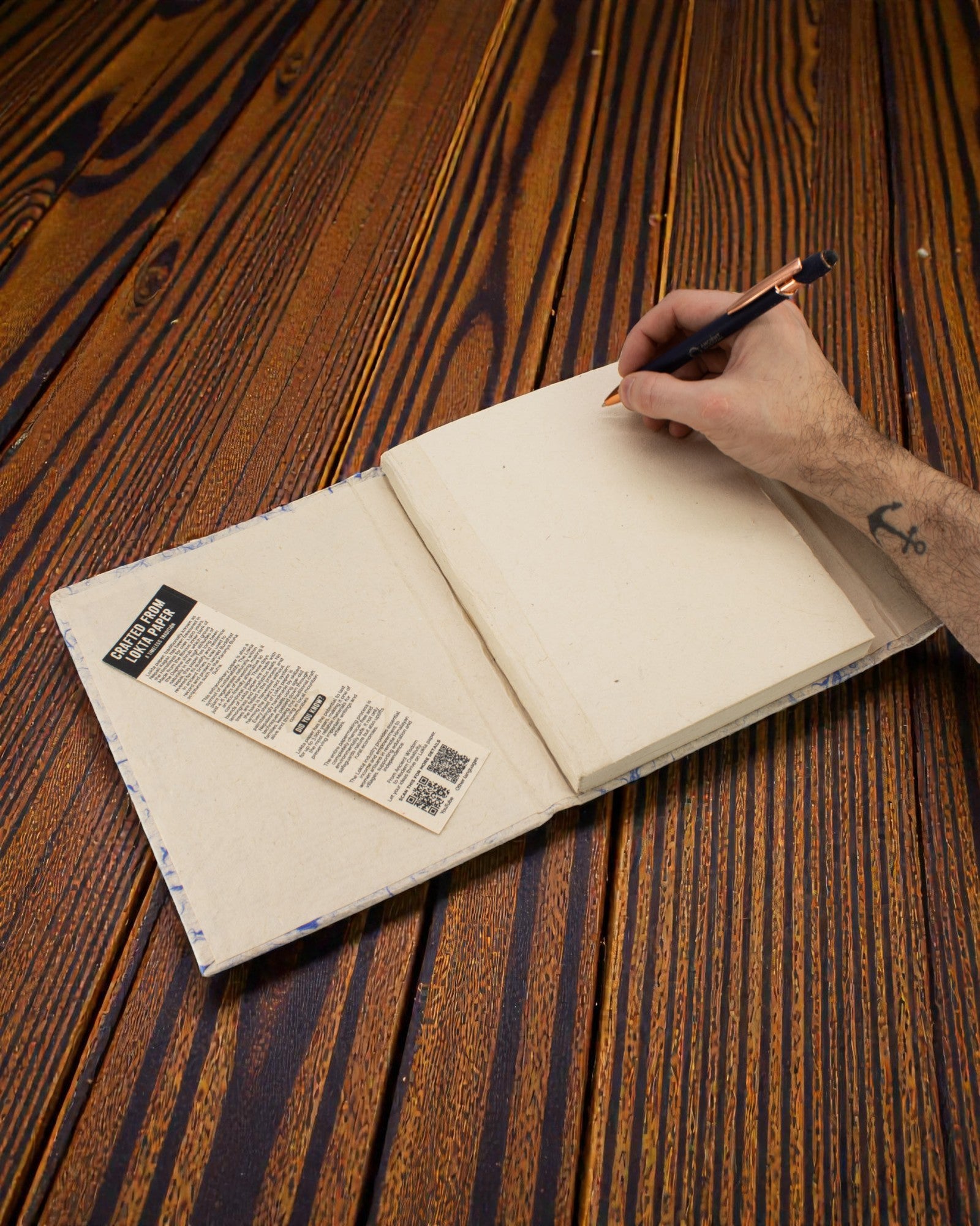 Blauwe katoenen wolk – groot Lokta-notitieboek met blauw katoen 21 × 15 cm, 45 vellen