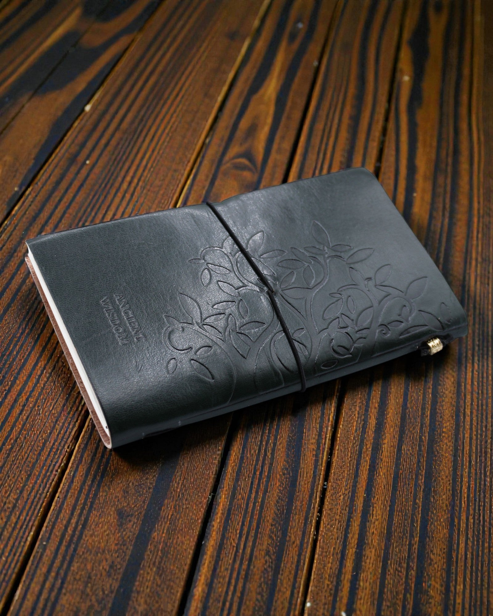 Met de hand gemaakt leren notitieboek Groene Wijsheid – Levensboom (80 pagina's)