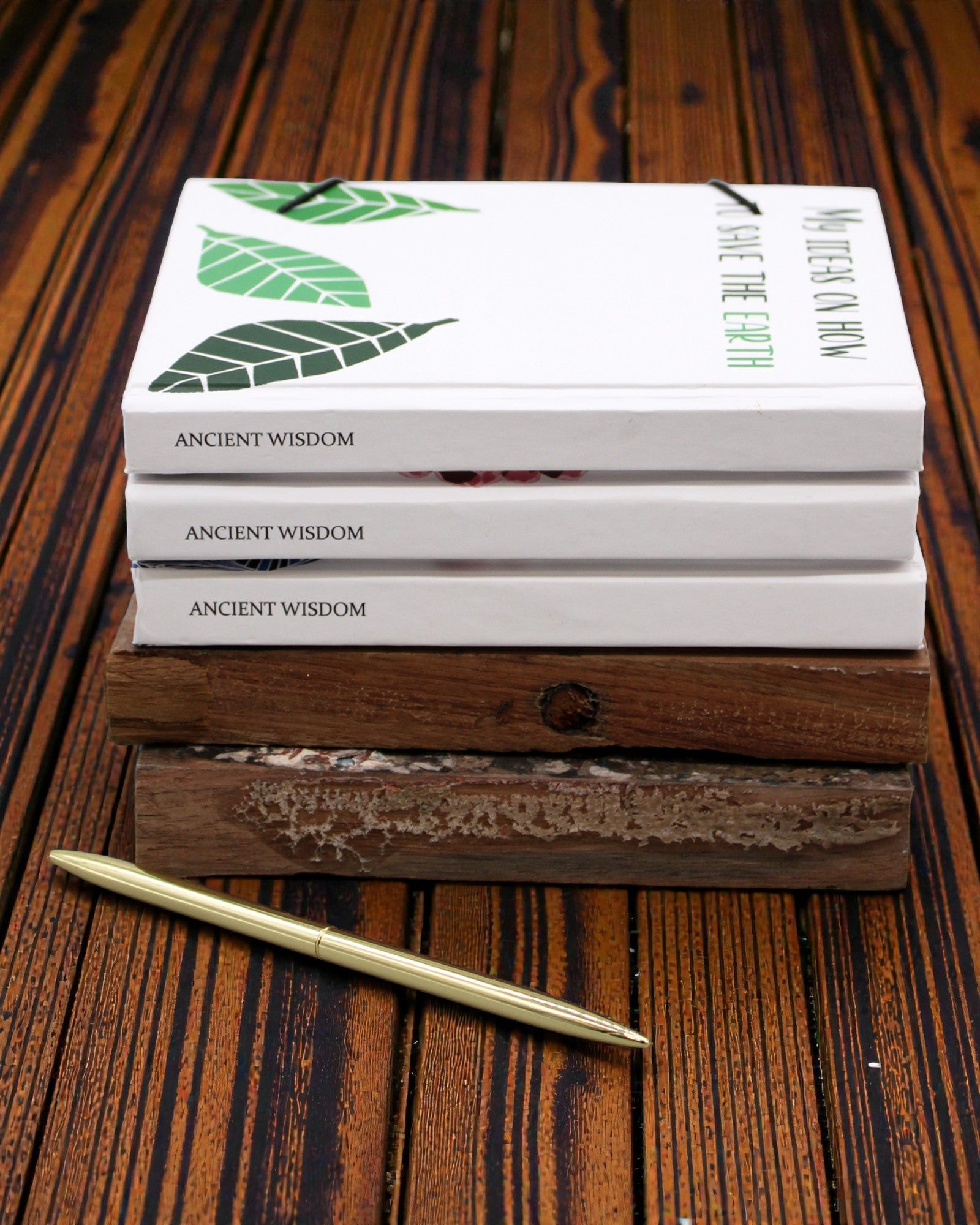 Samen bladeren – klein notitieboekje met riempje en kokosknop 18 × 12,5 cm, 200 pagina's