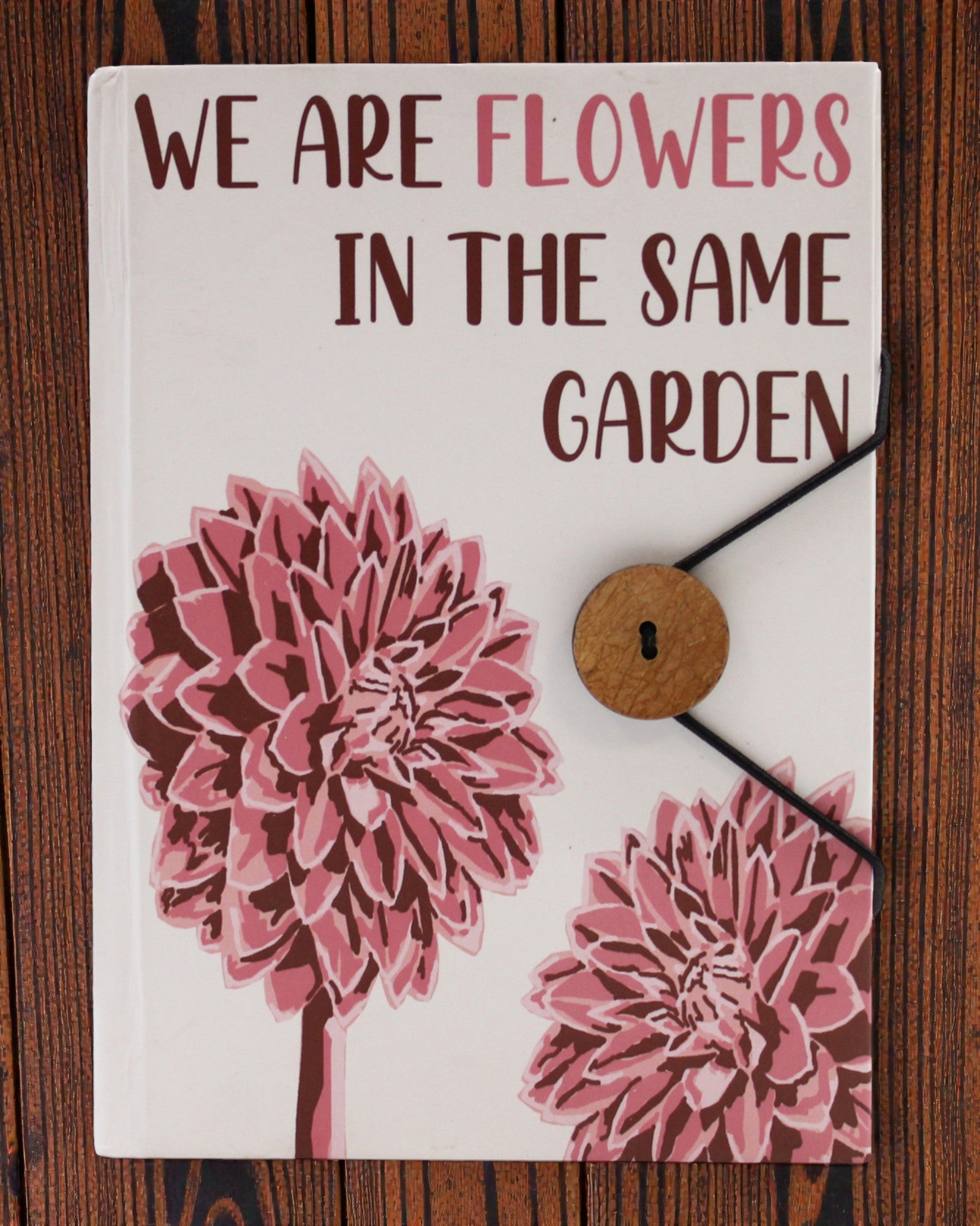 Bloemen samen – klein notitieboekje met bandje en kokosknop 18 × 12,5 cm, 200 pagina's