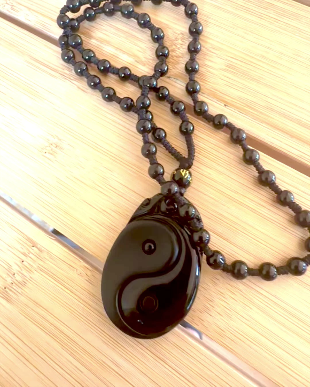 Obsidian Yin Yang Amulet met Gravure - Harmonie en Bescherming, personalisatie met gravure als cadeau